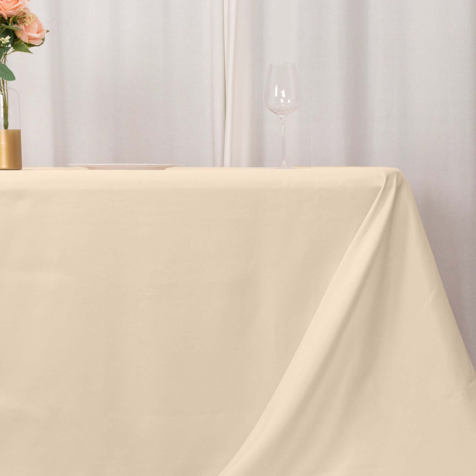 Premium Polyester 90x156 Rectangle Tablecloth Beige - Seamless 220GSM Stain-Resistant Table Cover