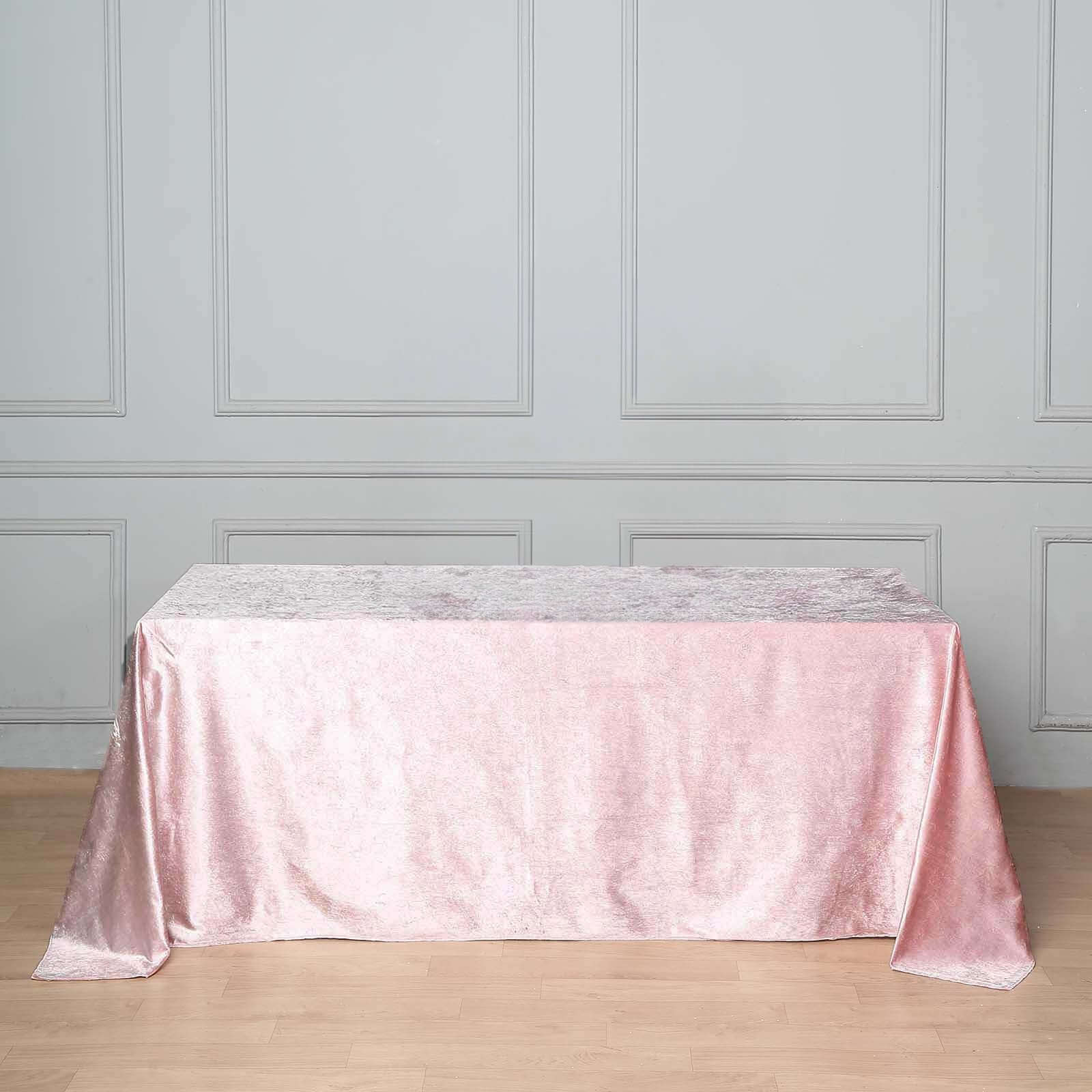 Premium Velvet 90x132 Rectangle Tablecloth Blush - Reusable Soft & Seamless Table Cover