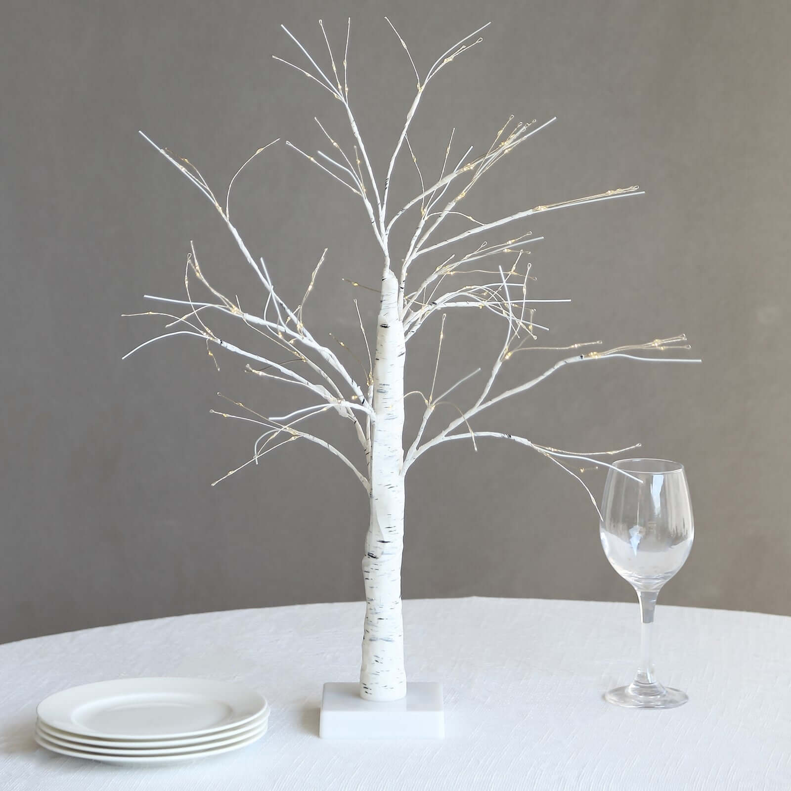 Lighted Birch Tree Lamp White Design Warm White - Battery Operated Rechargeable LED Table Accent 2ft