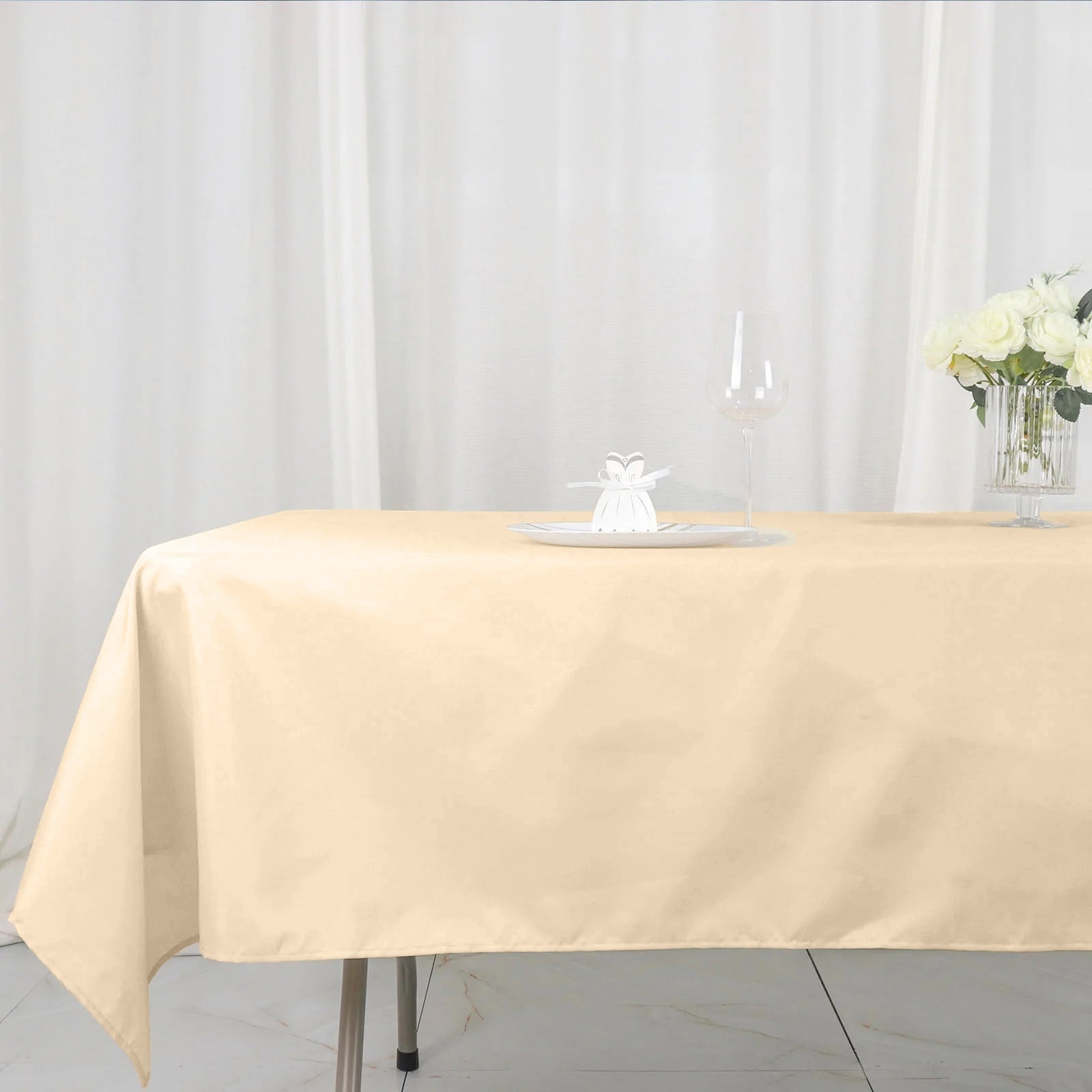 Polyester 54x96 Rectangle Tablecloth Beige - Wrinkle-Resistant & Easy-to-Care Table Cover