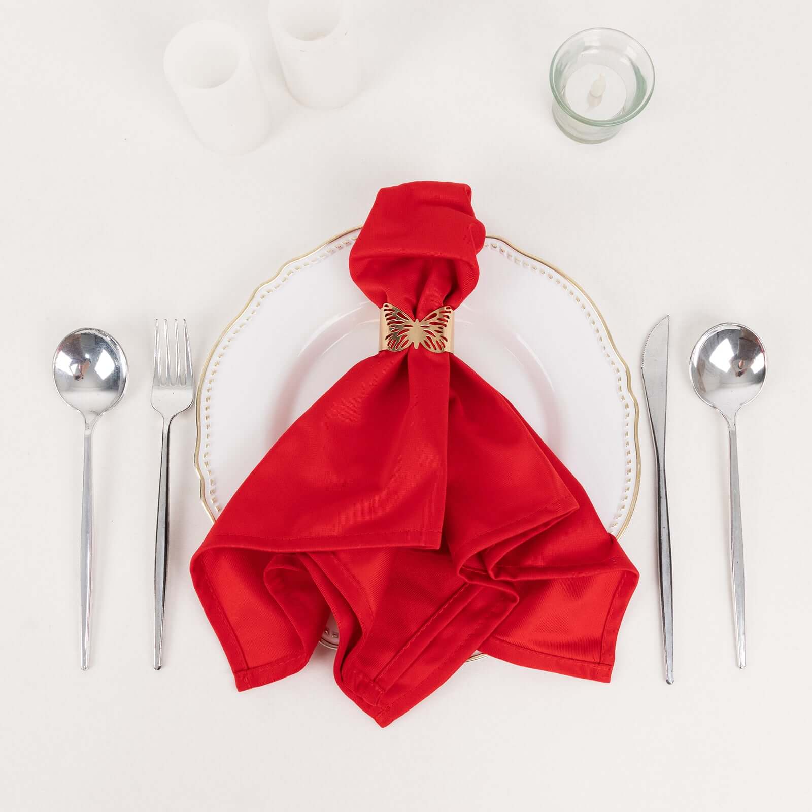 5 Pack Premium Scuba 20x20 Napkins Red - Durable & Reusable Dinner Napkins