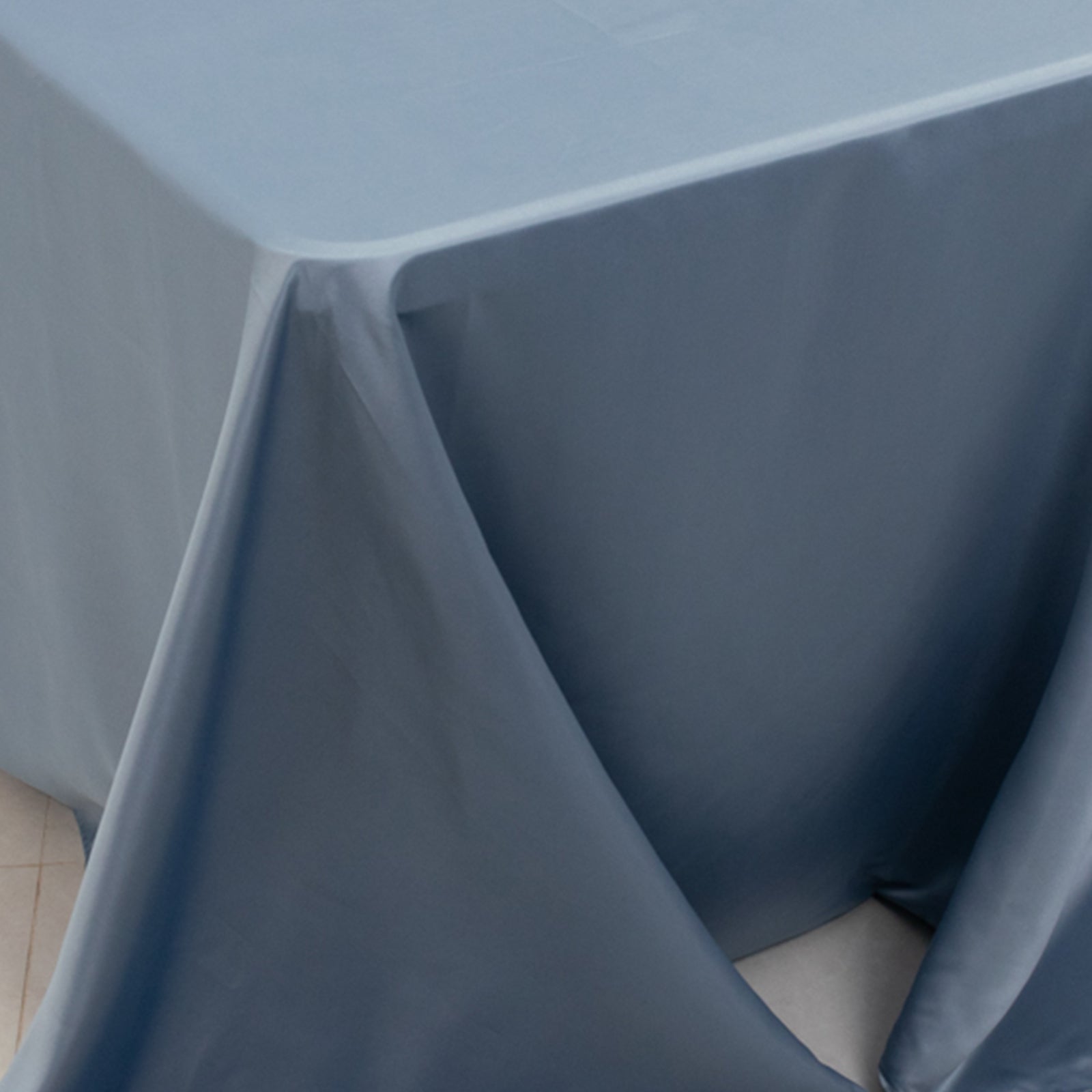 Lamour Satin 90x156 Rectangle Tablecloth Dusty Blue - Luxurious, Soft Seamless Table Cover