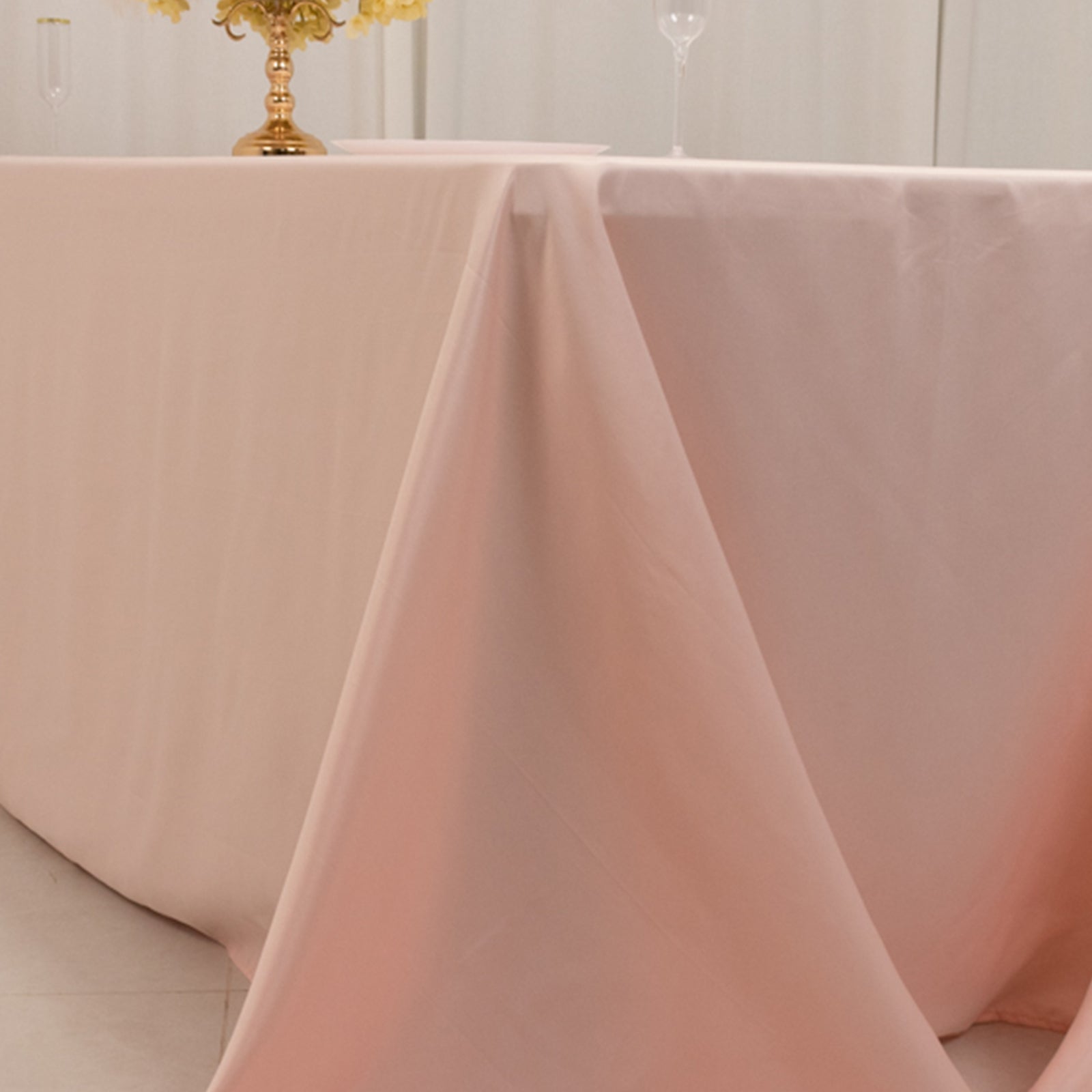 Lamour Satin 90x156 Rectangle Tablecloth Blush - Luxurious, Soft Seamless Table Cover