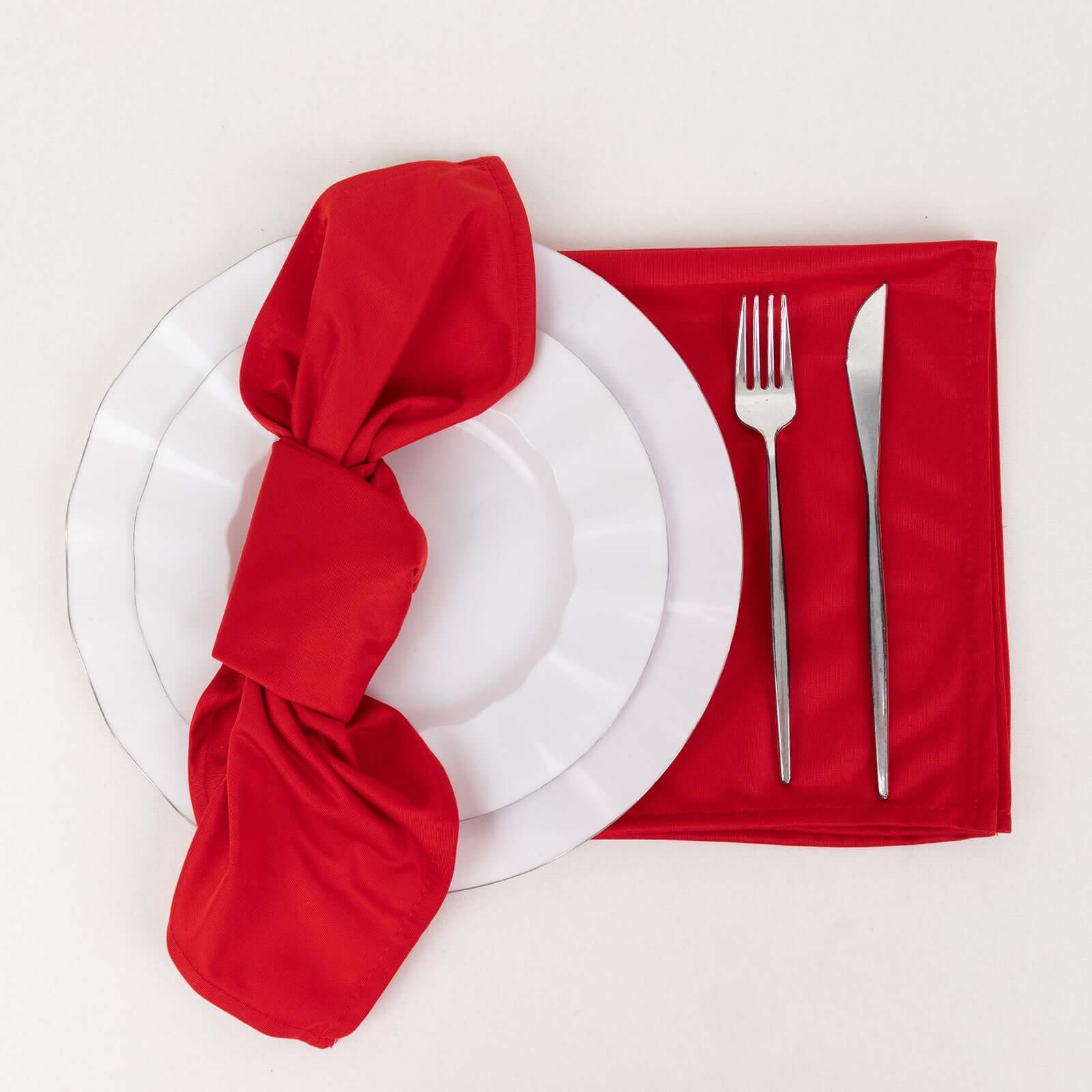 5 Pack Premium Scuba 20x20 Napkins Red - Durable & Reusable Dinner Napkins