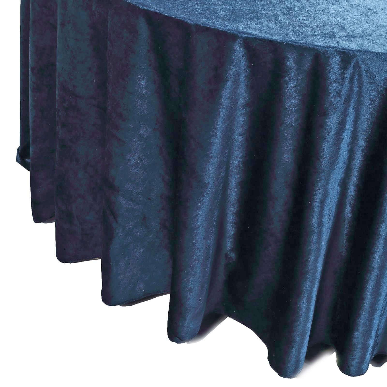 Premium Velvet 120 Round Tablecloth Navy Blue - Reusable Soft & Seamless Table Cover