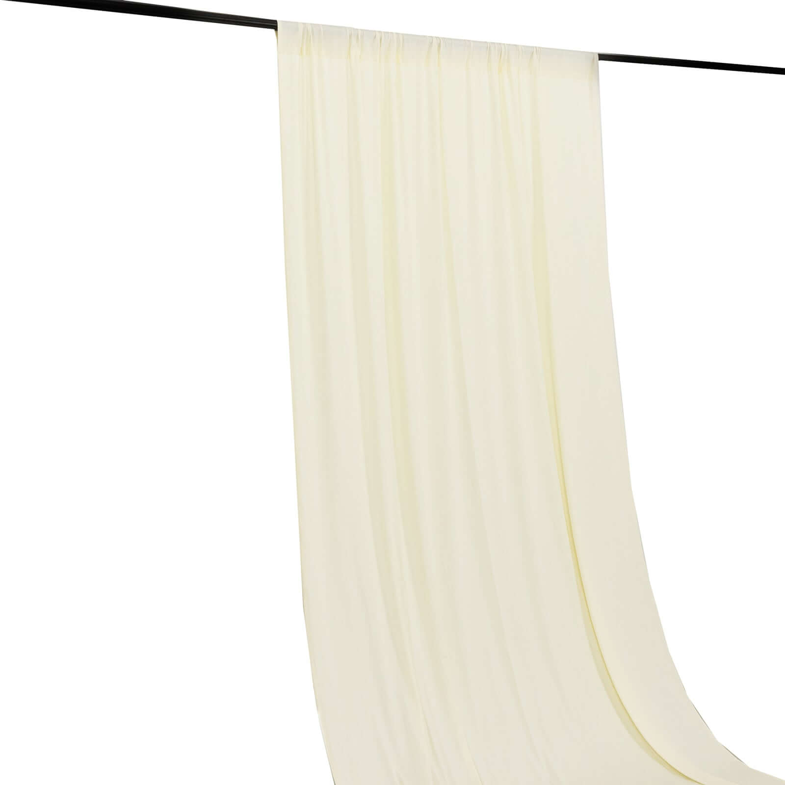 Ivory 4-Way Stretch Spandex Event Curtain Drapes, Wrinkle Free Backdrop Event Panel with Rod Pockets - 5ftx18ft