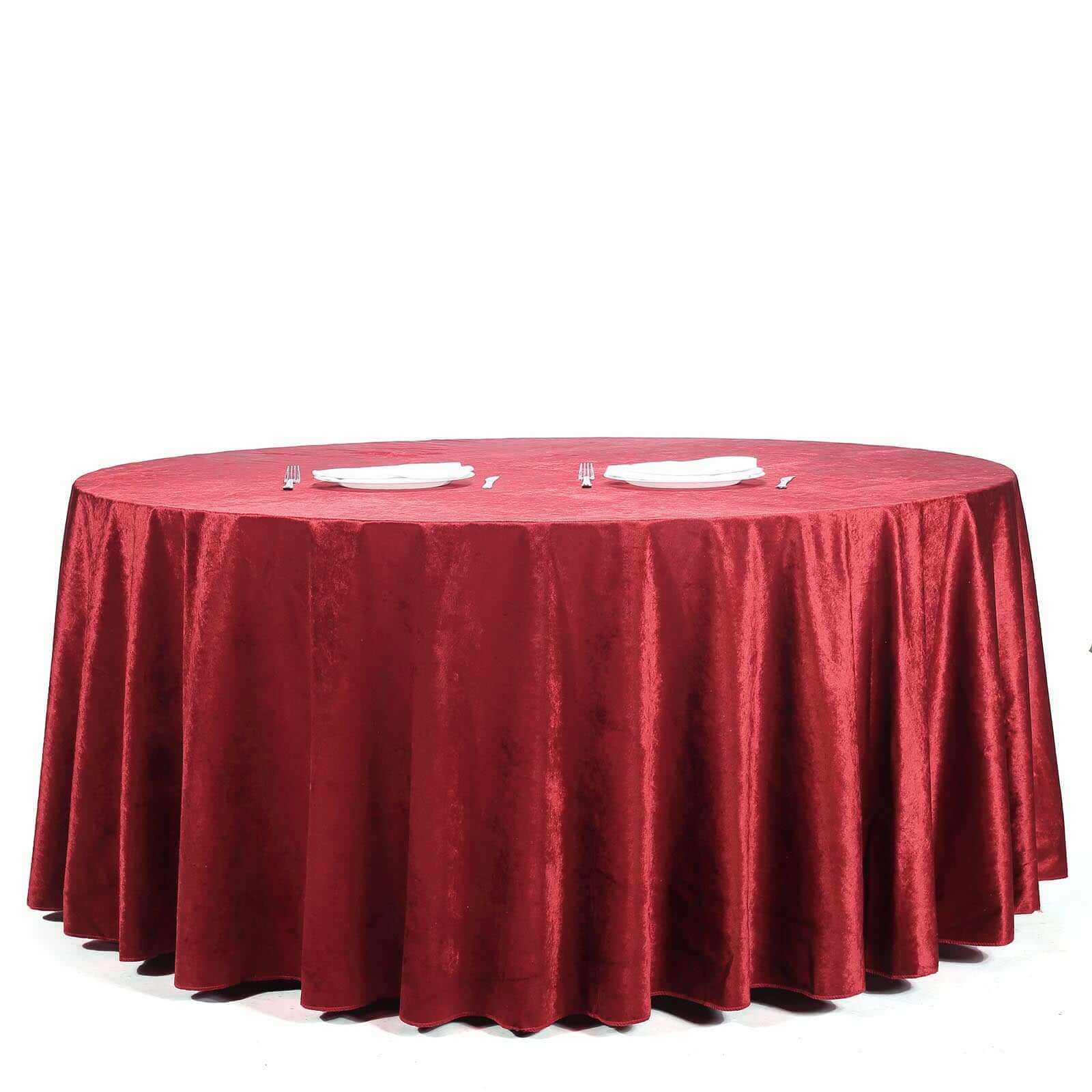 Premium Velvet 120 Round Tablecloth Burgundy - Reusable Soft & Seamless Table Cover