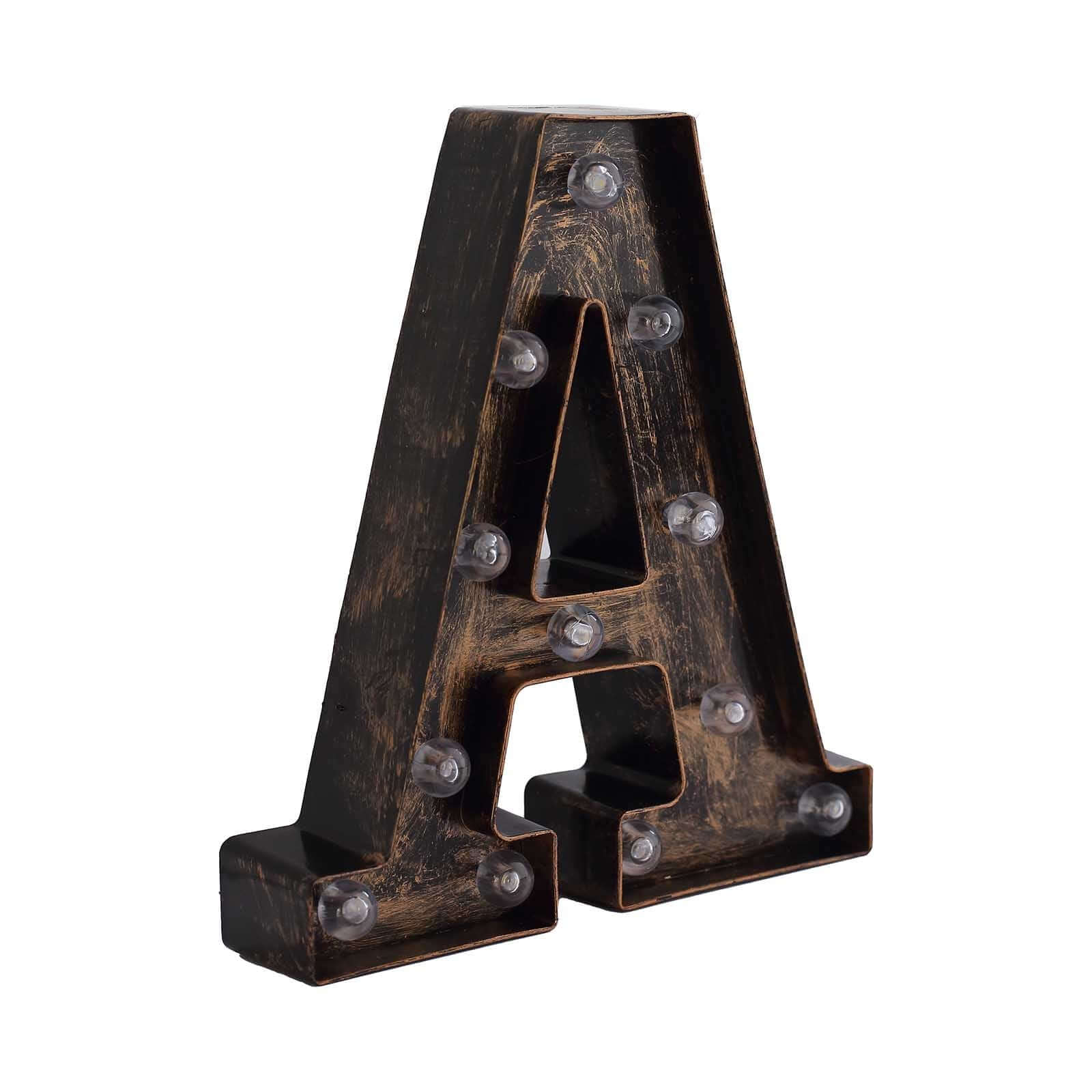 LED Marquee Letter A Industrial Style Antique Black - Light-Up Alphabet Sign for Weddings & Displays 9