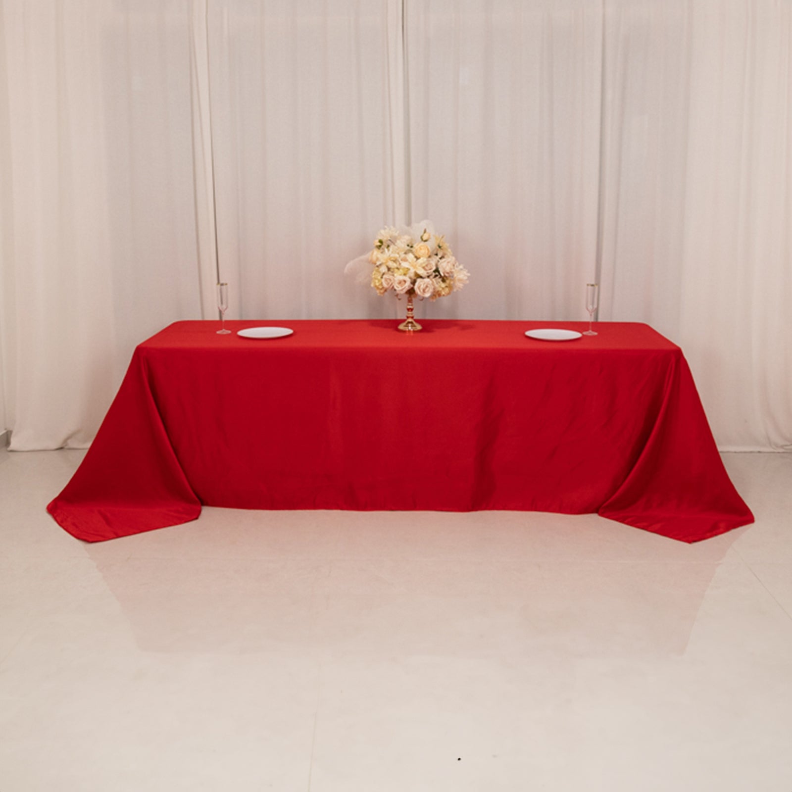 Lamour Satin 90x156 Rectangle Tablecloth Red - Luxurious, Soft Seamless Table Cover