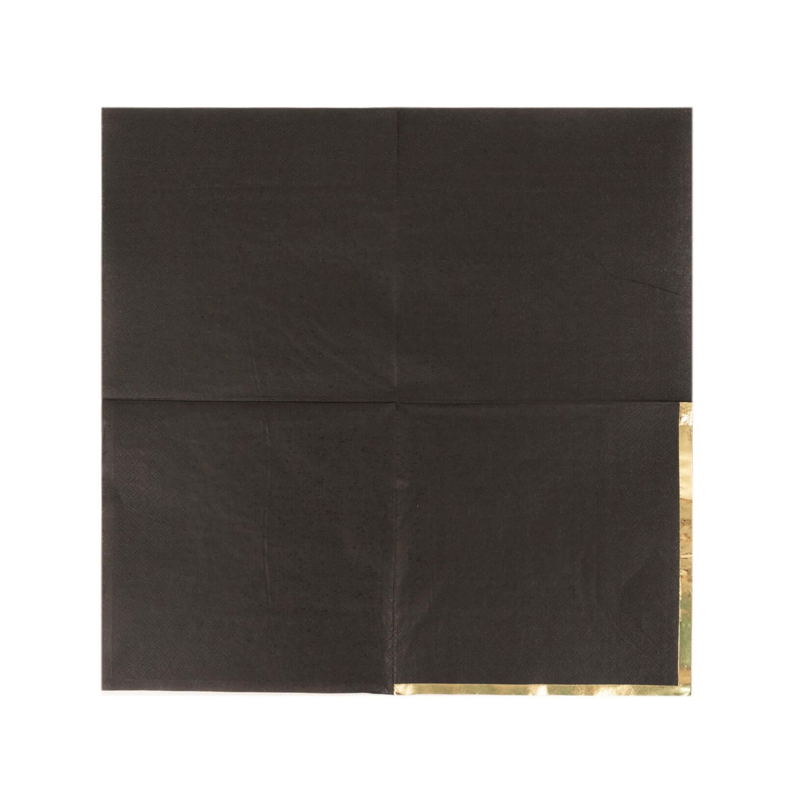 50-Pack Paper Beverage Napkins with Gold Foil Edge Black - Disposable 2 Ply Cocktail Napkins for Events 6.5x6.5