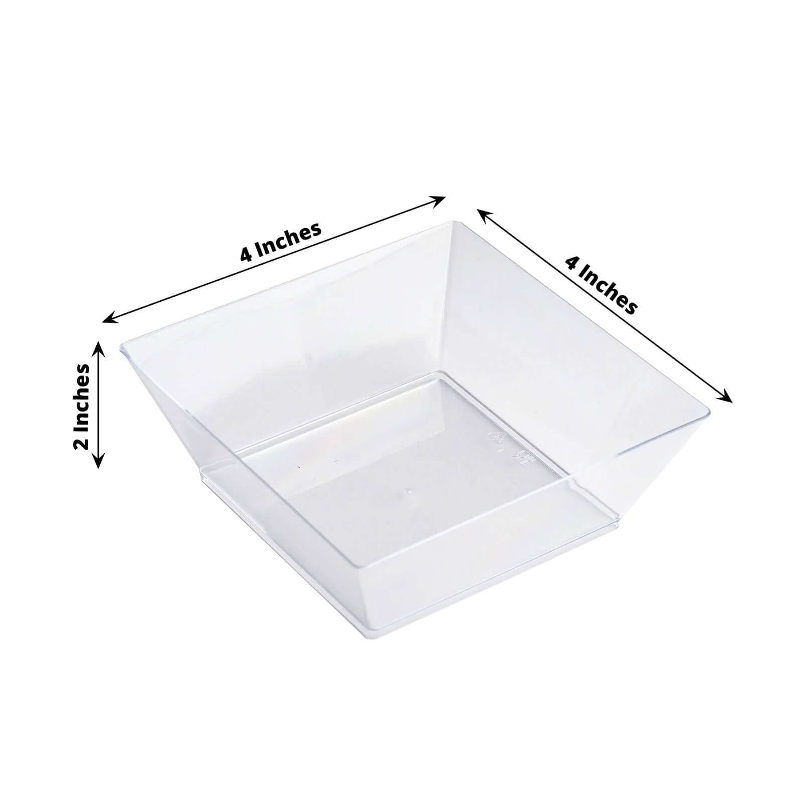 12-Pack Plastic Bowls Clear Sleek Square - Lightweight Disposable Bowls for Snacks 10oz