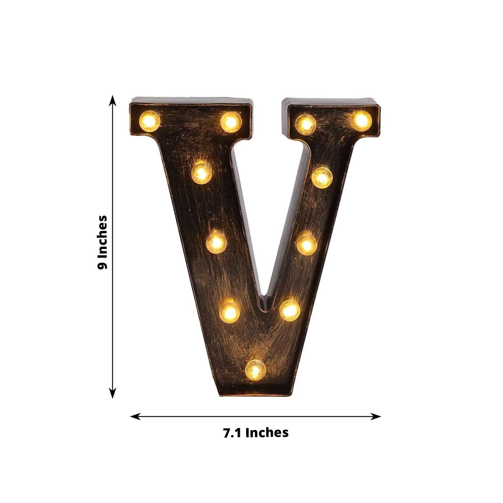 LED Marquee Letter V Industrial Style Antique Black - Light-Up Alphabet Sign for Weddings & Displays 9