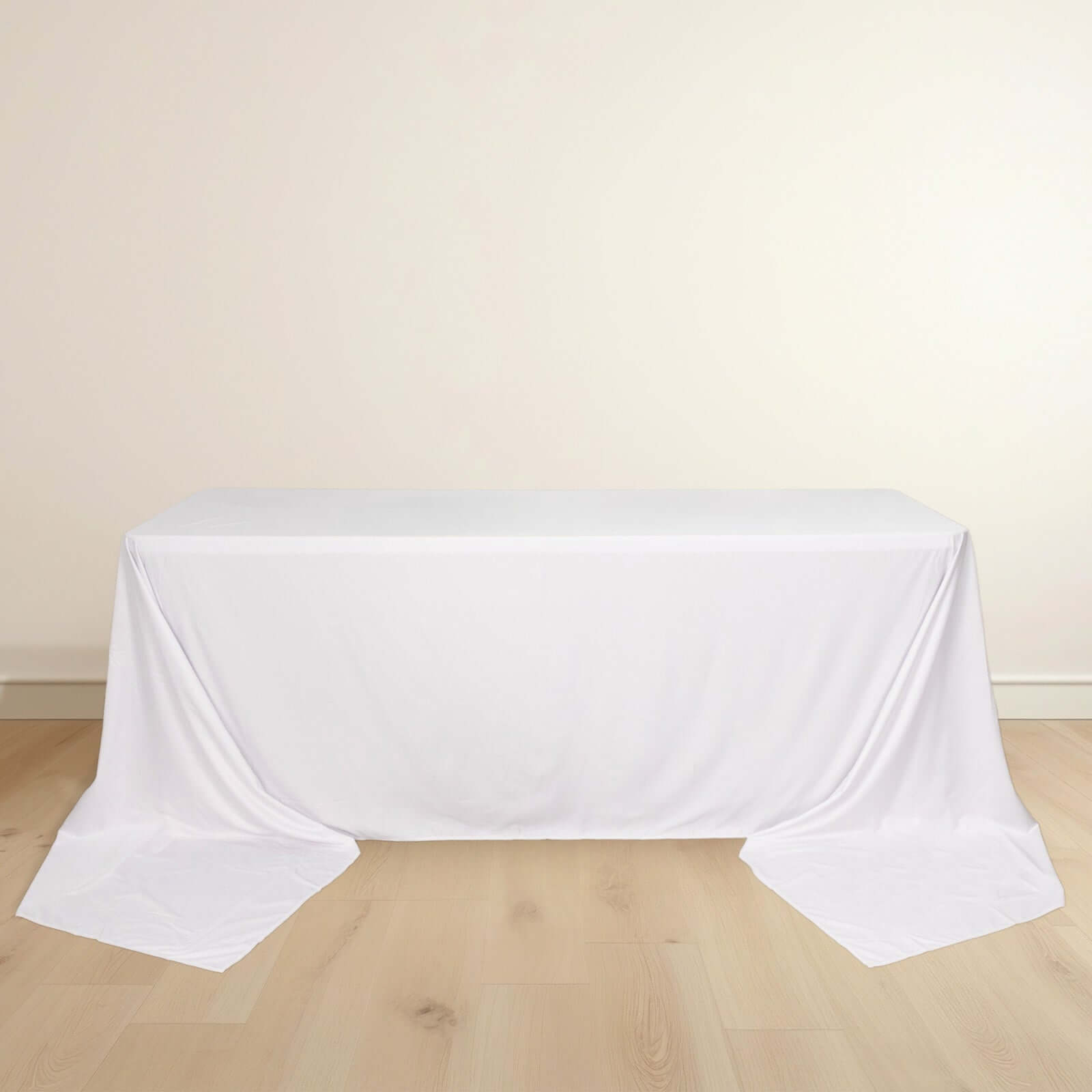 Premium Scuba Rectangular 90x156 Tablecloth White - Wrinkle Free, Stain Resistant & Seamless Table Cover for Weddings and Parties