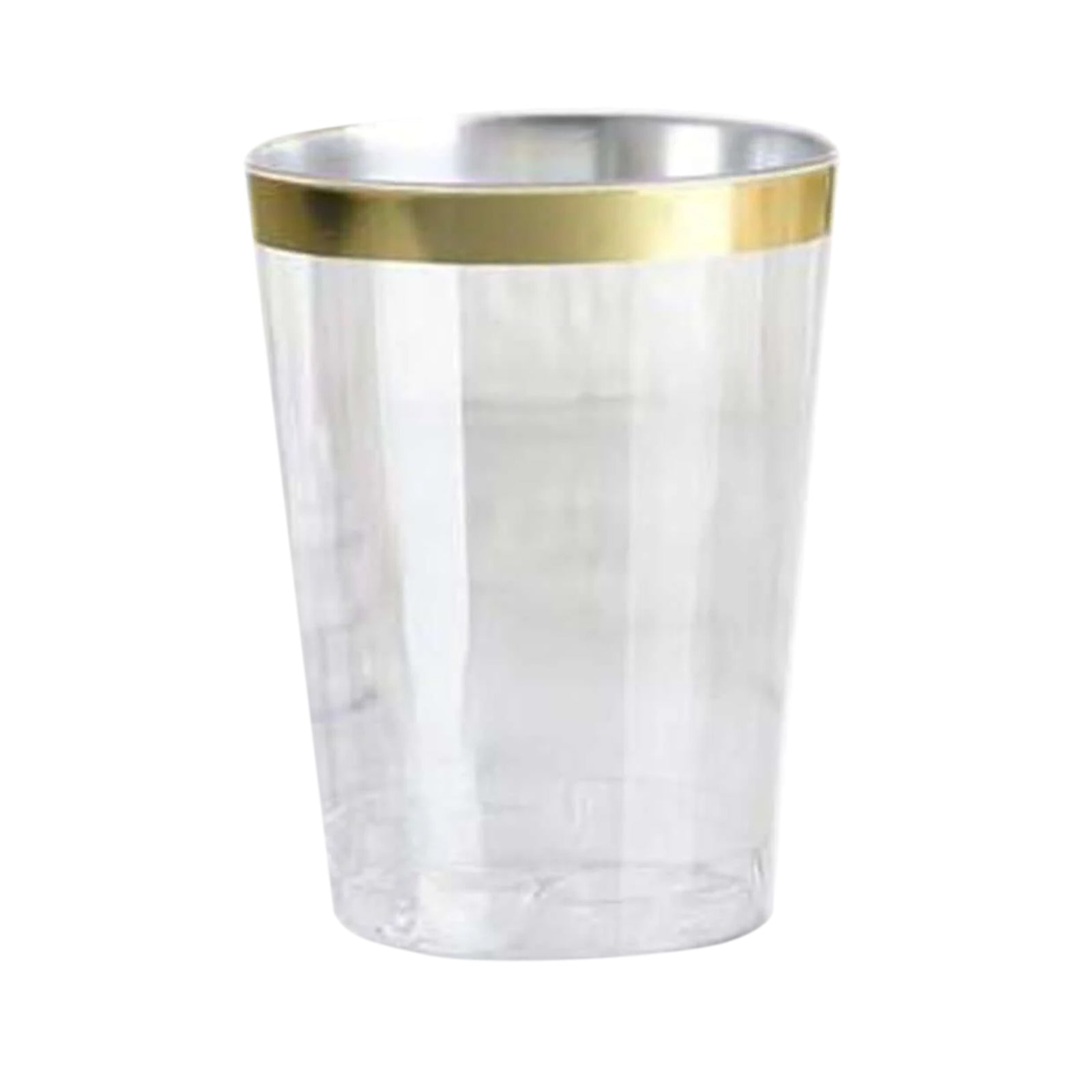 25-Pack Plastic Tumbler Cups Clear with Gold Rim - Stylish Disposable Party Glasses 10oz