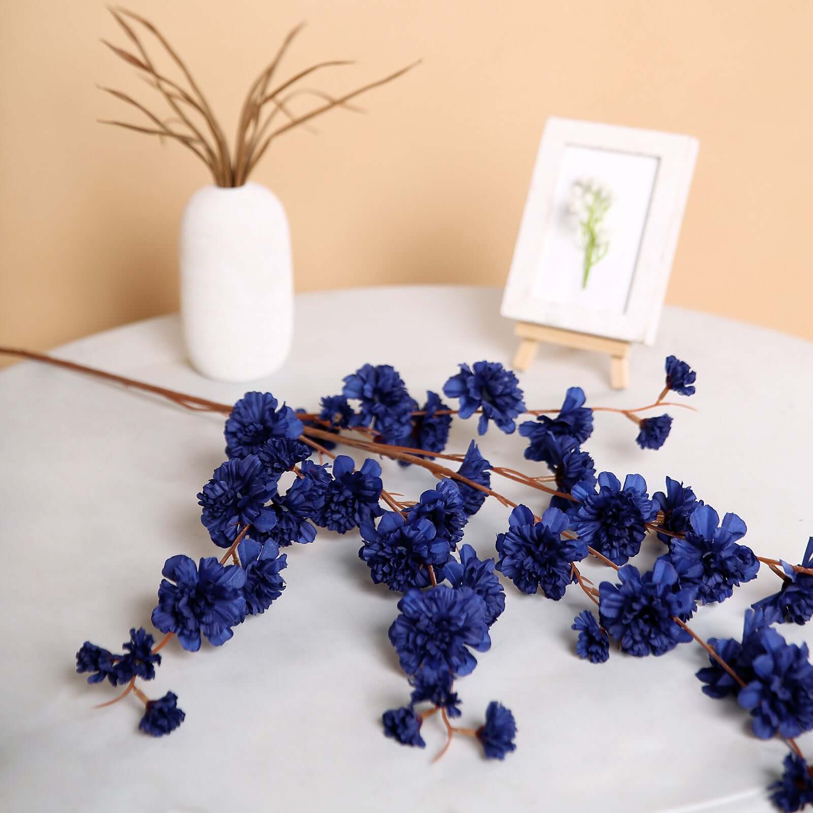 2 Branches 42 Tall Navy Blue Artificial Silk Carnation Flower Stems