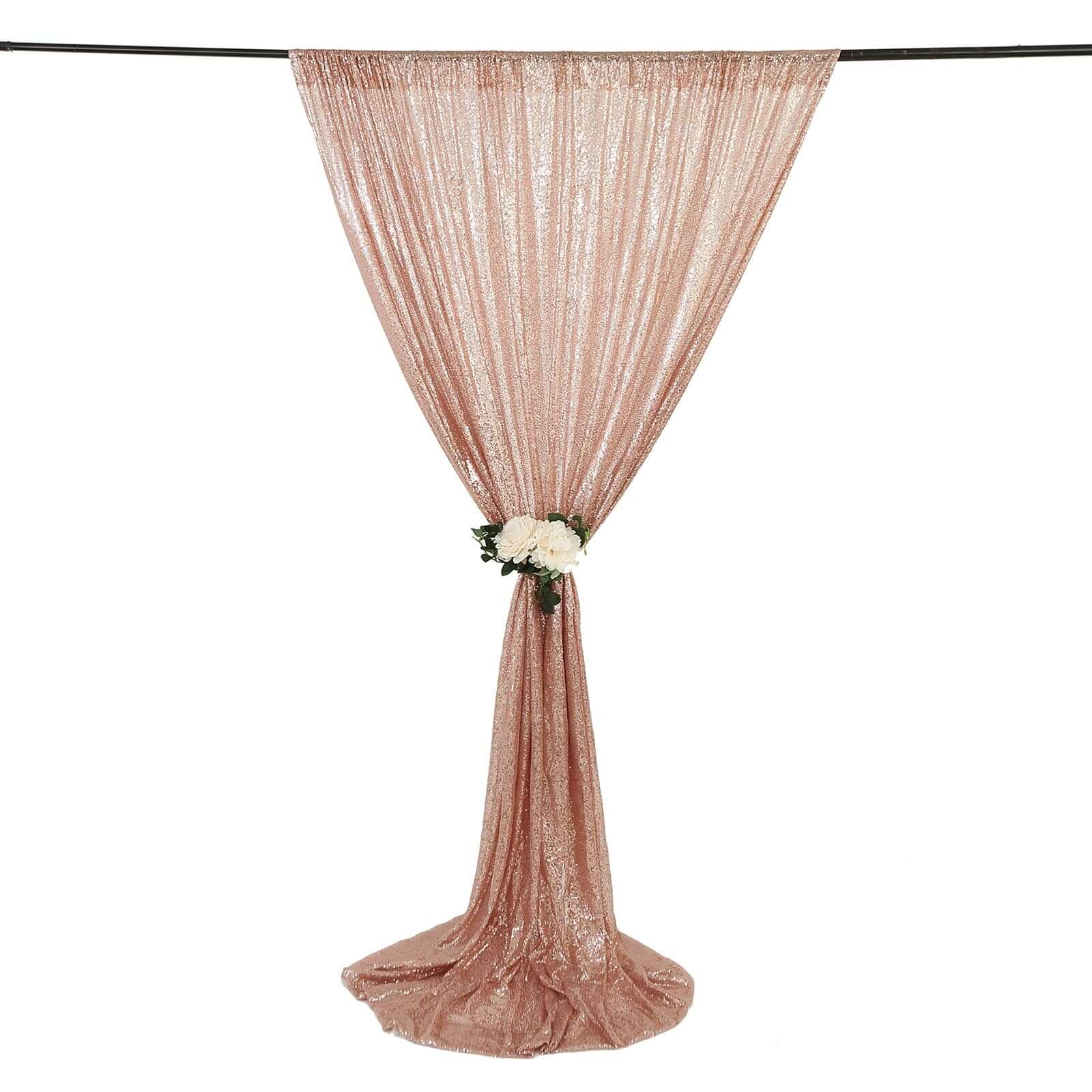 8ftx8ft Blush Sequin Event Curtain Drapes, Backdrop Event Panel