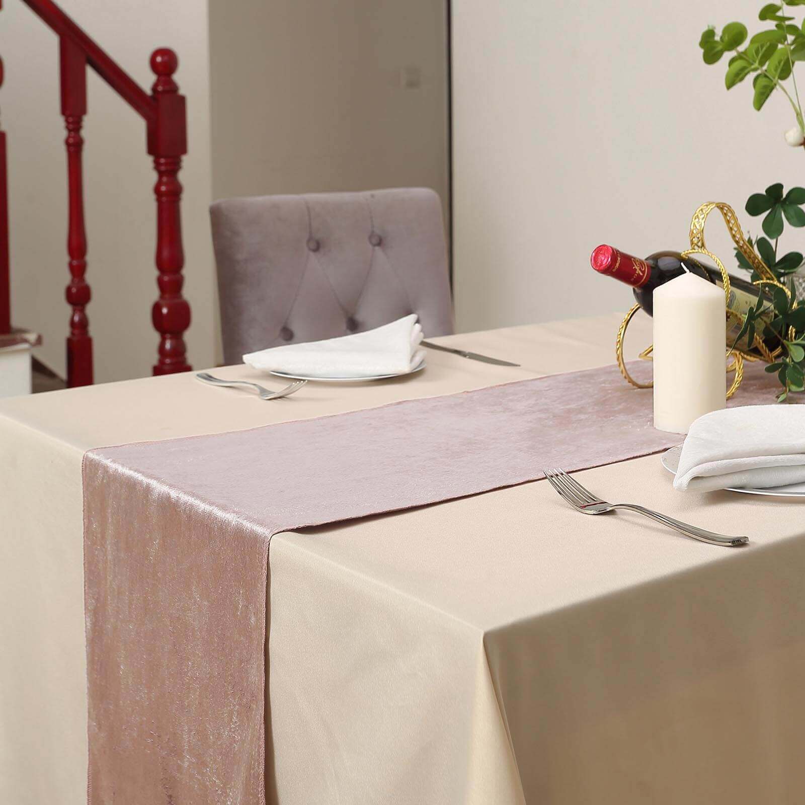 Premium Velvet 12x108 Table Runner Mauve - Sheen Finish Reusable Table Decor