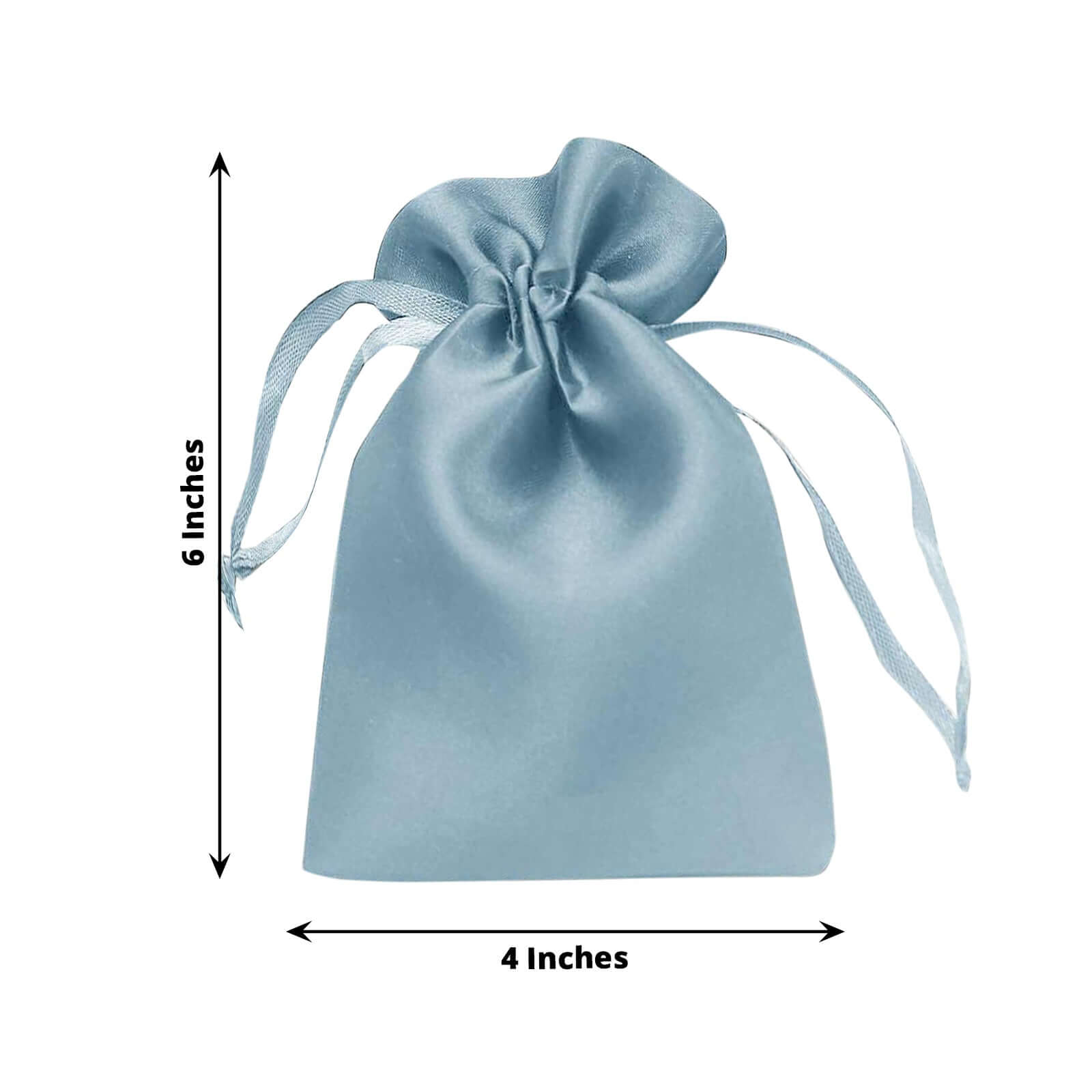 12 Pack 4x6 Dusty Blue Satin Drawstring Wedding Party Favor Gift Bags