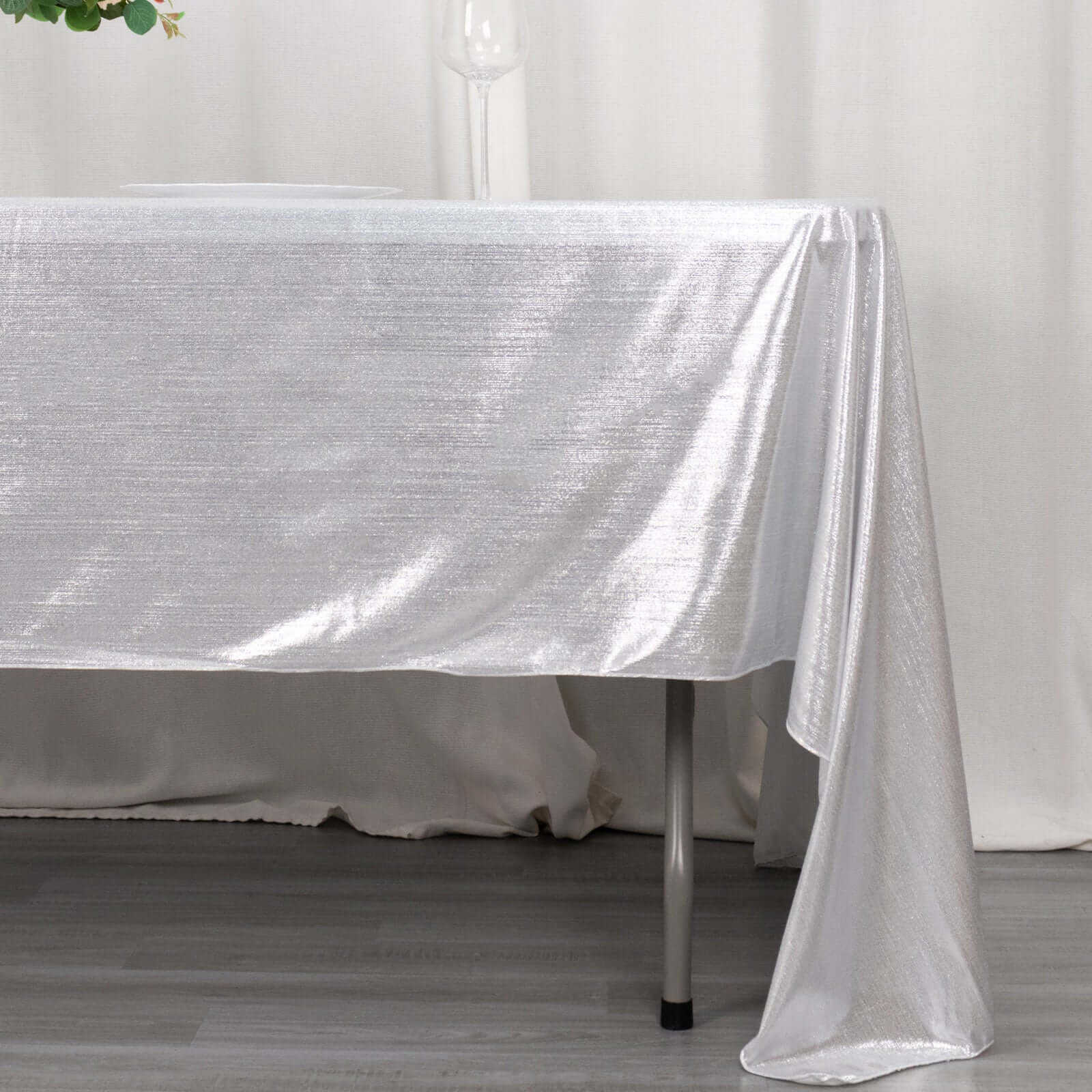 Sequin Dots Polyester 60x126 Rectangle Tablecloth Shimmering Silver - Wrinkle Free & Sparkling Table Cover