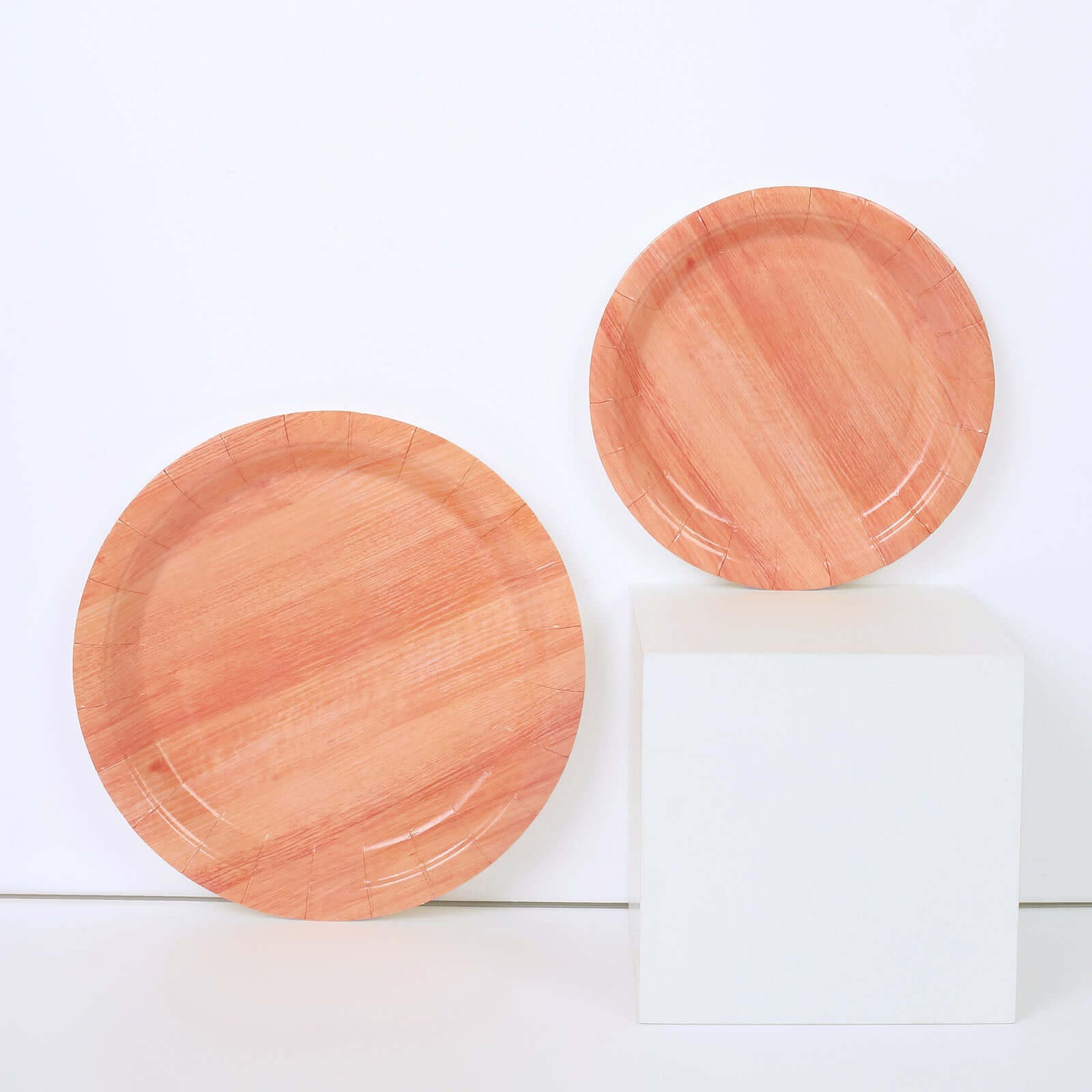 25-Pack Paper 10 Round Dinner Plates Natural Wood Grain Print - Rustic & Nature-Inspired Disposable Party Plates