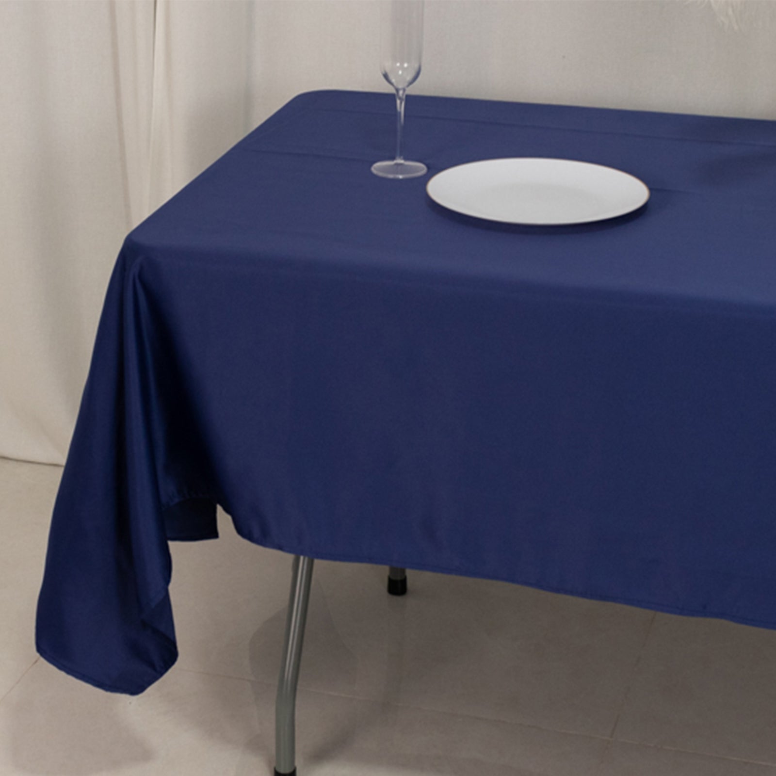 Lamour Satin 60x102 Rectangle Tablecloth Navy Blue - Durable & Silky Soft Feel Table Cover