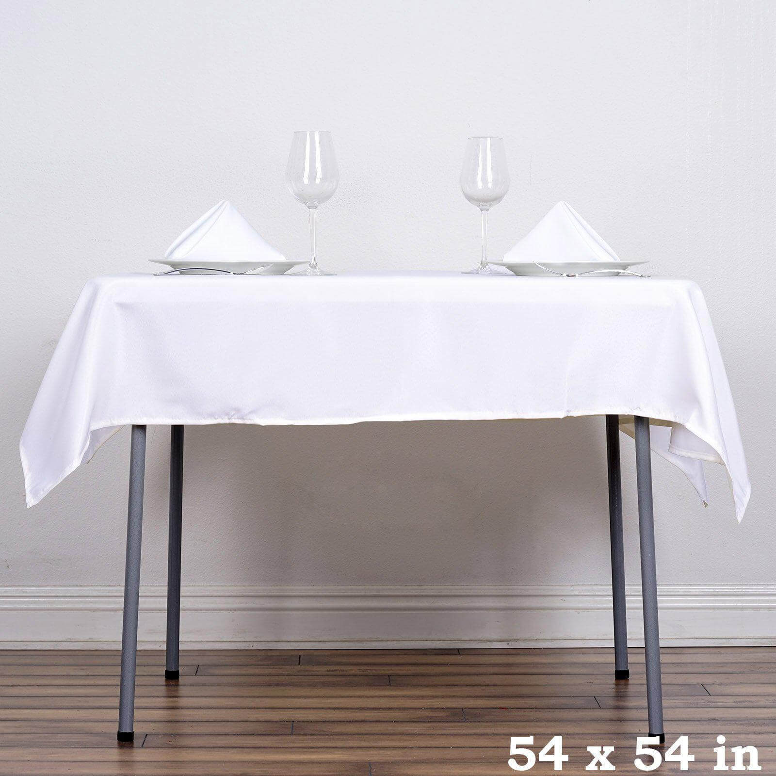 Polyester 54x54 Table Overlay Square Tablecloth White - Wrinkle-Resistant & Durable Table Cover for Events