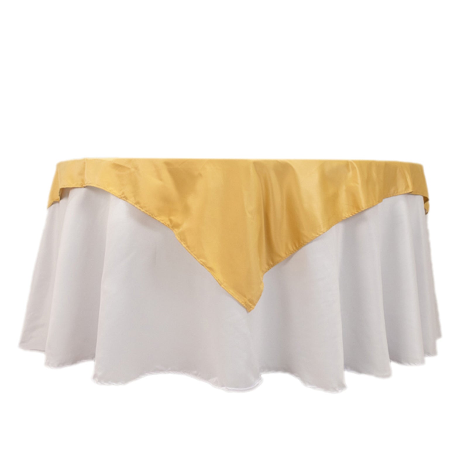 Lamour Satin 54x54 Table Overlay Square Tablecloth Champagne - Durable & Silk-Like Table Cover