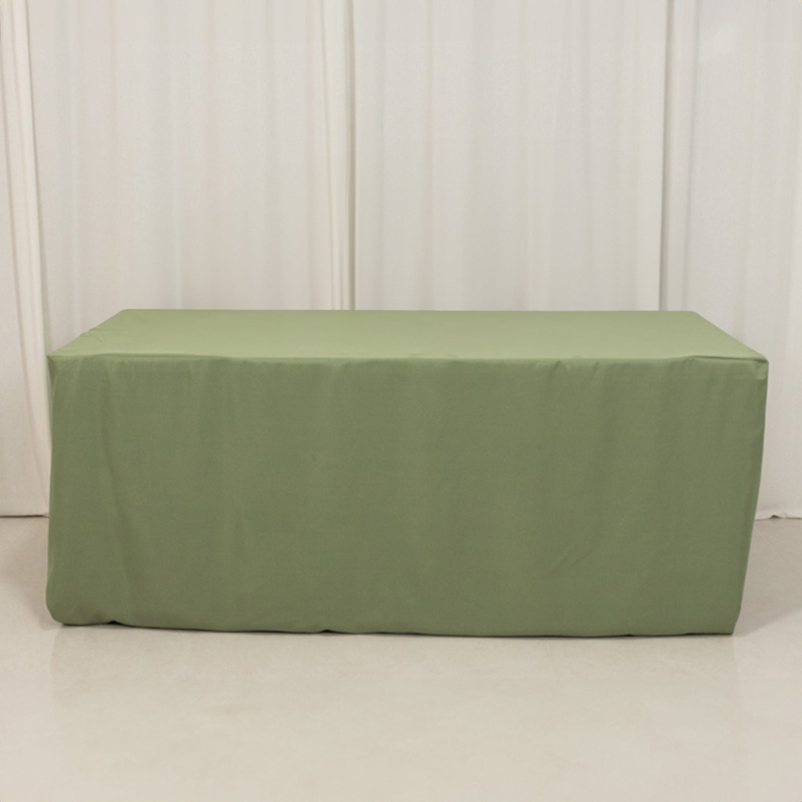 Fitted Polyester 72x30 Rectangle Tablecloth Dusty Sage Green - Durable Table Cover