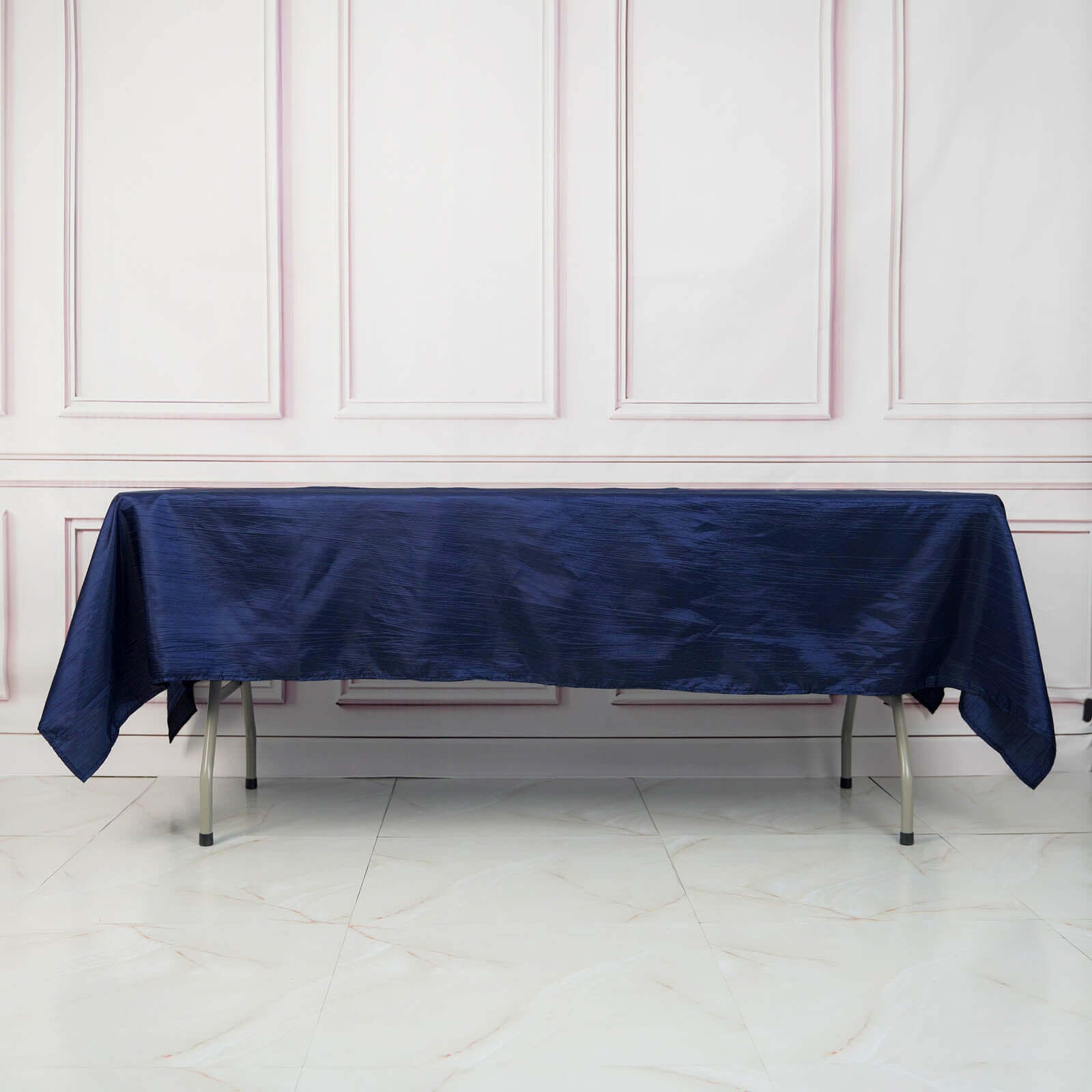 Taffeta 60x102 Rectangle Tablecloth Navy Blue - Accordion Crinkle Table Cover