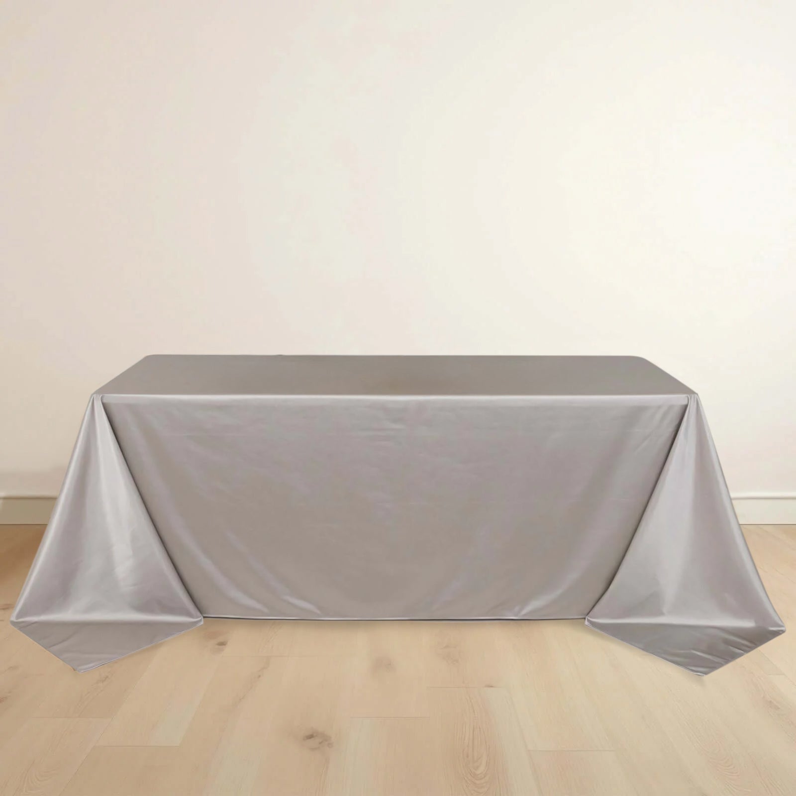 Premium Scuba Rectangular 90x132 Tablecloth Shimmering Silver - Wrinkle Free & Stain Resistant Seamless Table Cover