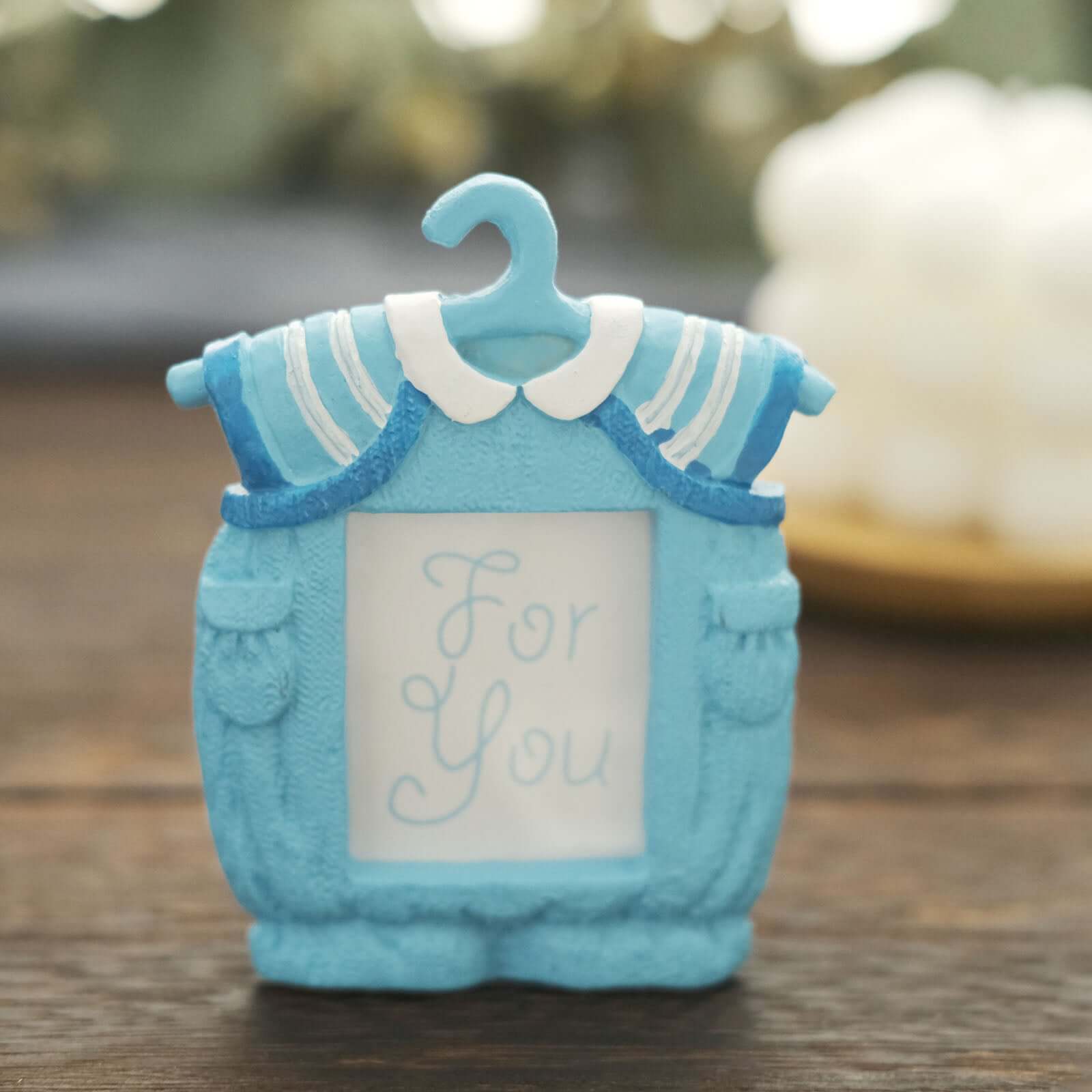 4 Pack Cute 4 Newborn Baby Boy Light Blue Clothes Resin Party Favors Picture Frame, Baby Shower Gender Reveal Party Gifts