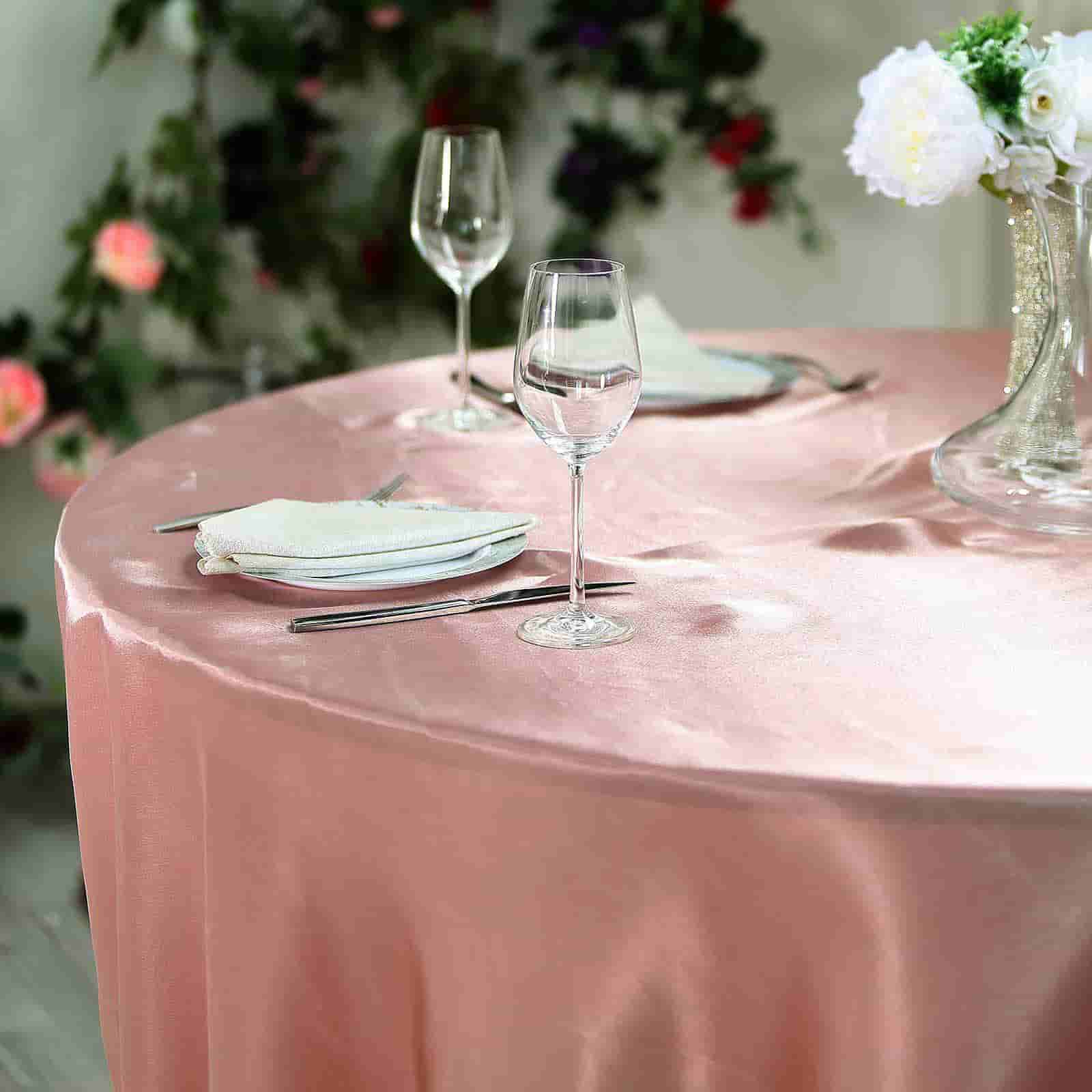 Satin 120 Round Tablecloth Dusty Rose - Stylish Seamless Table Cover