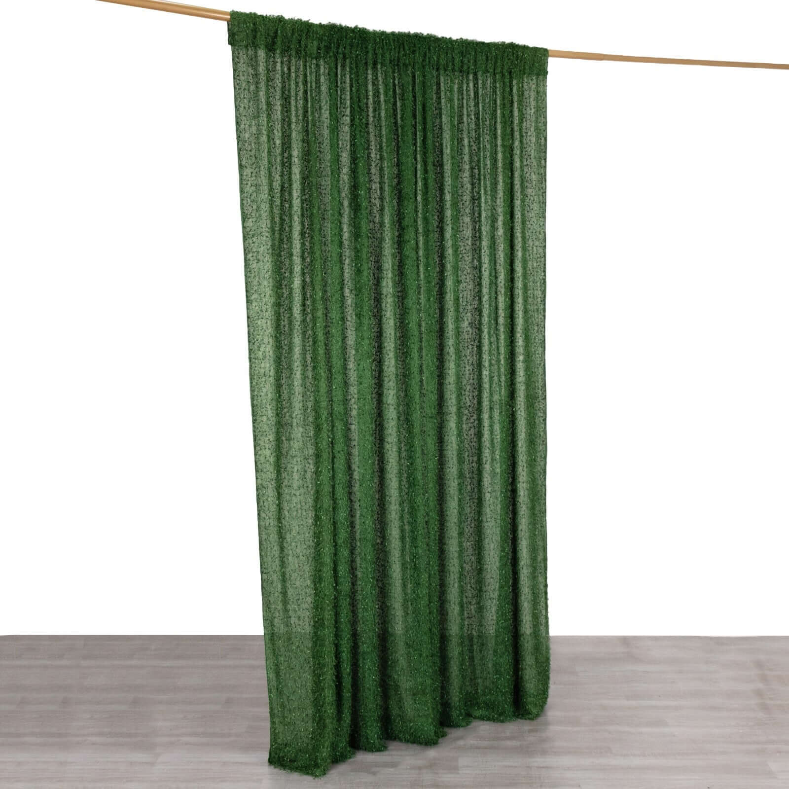 8ftx8ft Green Fringe Shag Polyester Event Drapery Panel, Minky Fabric Divider Backdrop Curtain