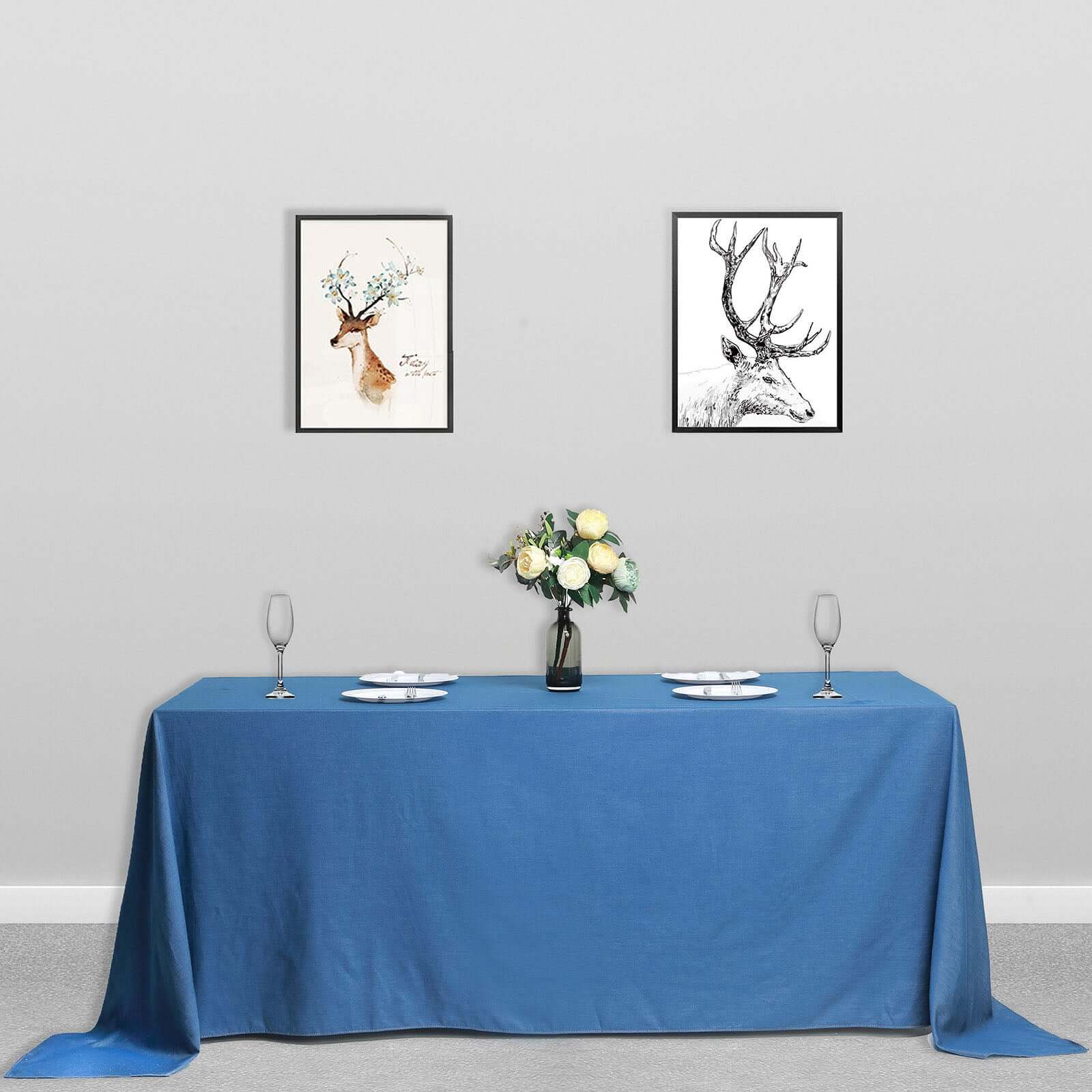 Polyester 90x132 Rectangle Tablecloth Dark Blue - Seamless Faux Denim Design for Classy Celebrations