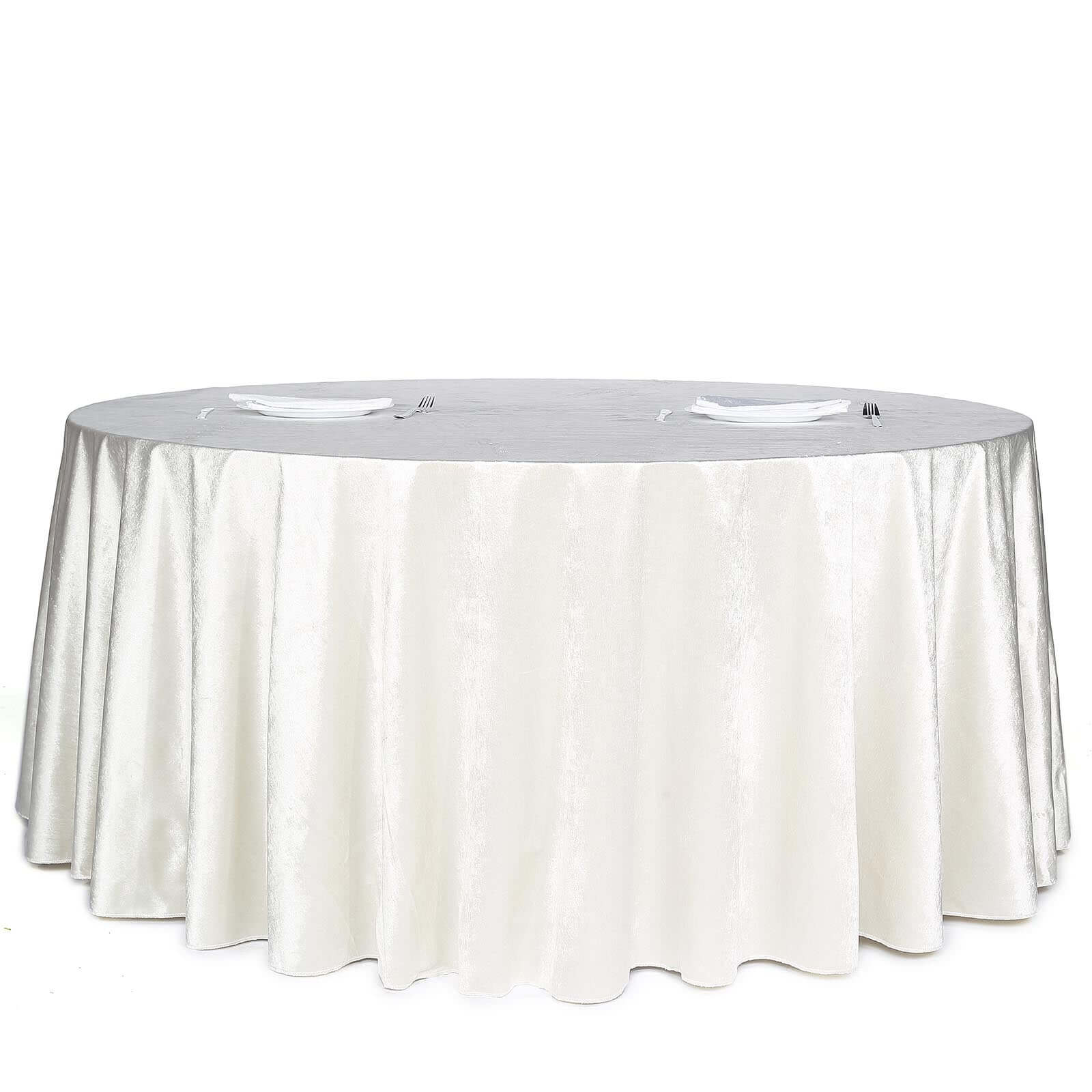 Premium Velvet 120 Round Tablecloth Ivory - Reusable Soft & Seamless Table Cover