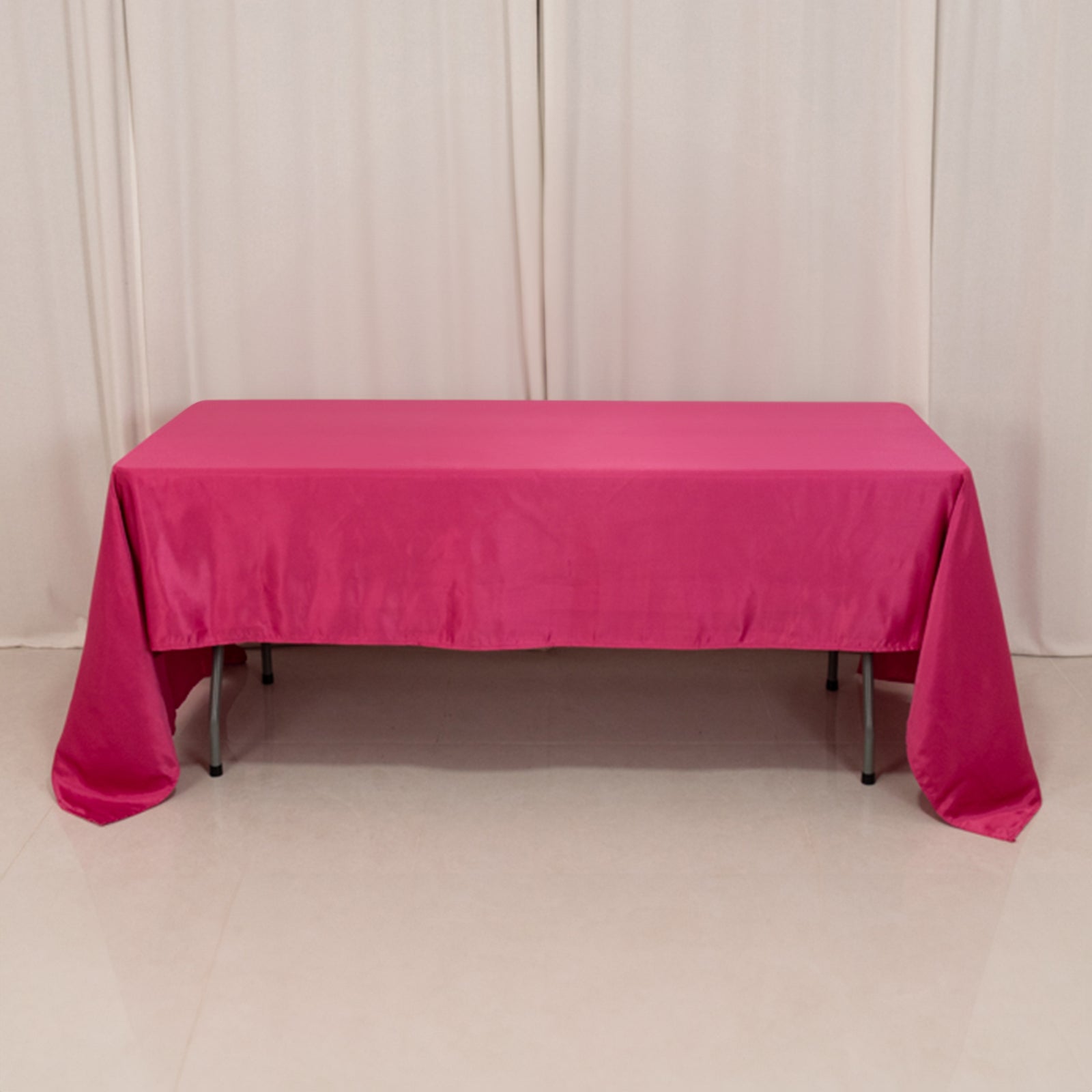 Lamour Satin 60x126 Rectangle Tablecloth Fuchsia - Soft & Silk-Like Table Cover