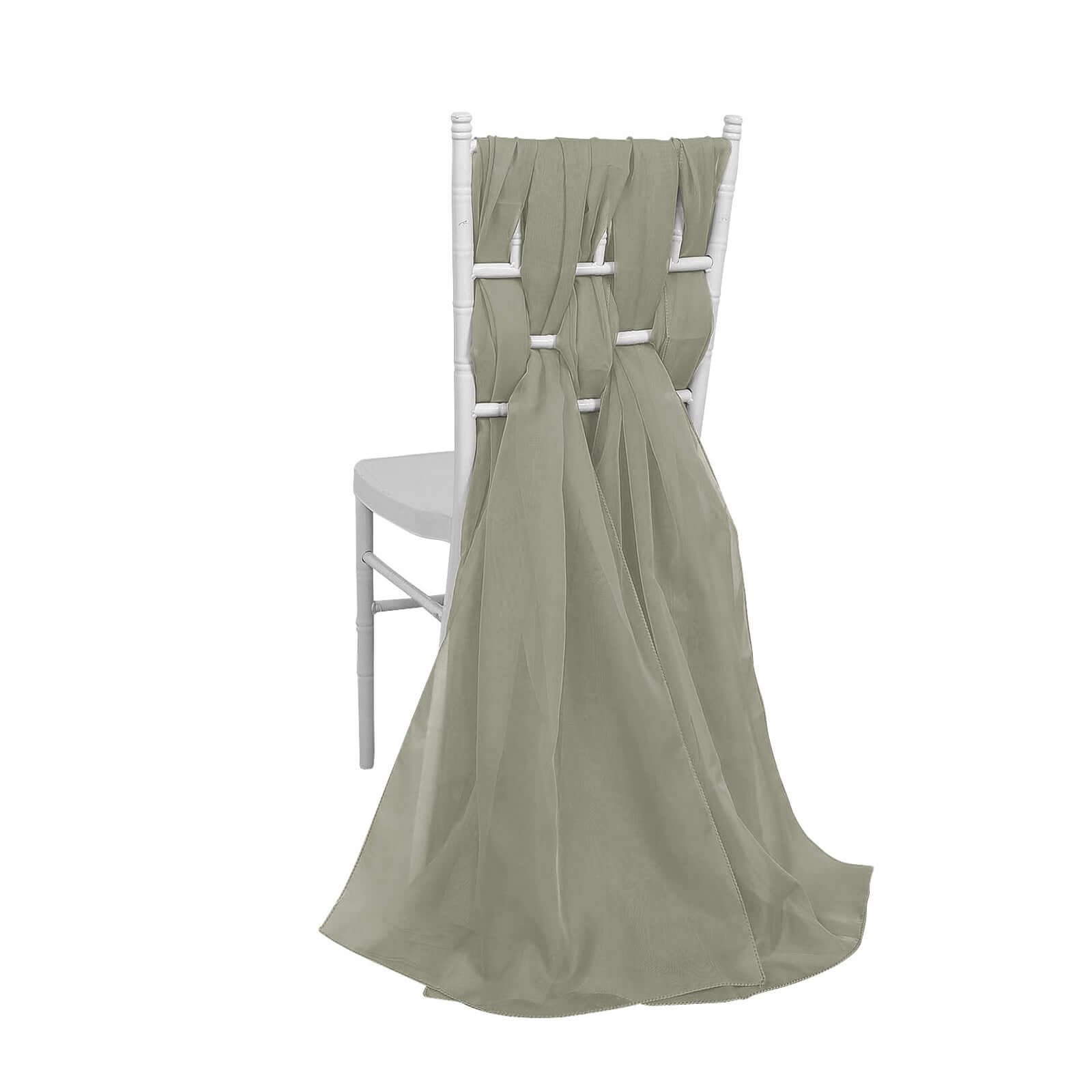 5 Pack Premium Chiffon Chair Sashes Dusty Sage Green - Soft & Lightweight Designer Chair Bows 22x78