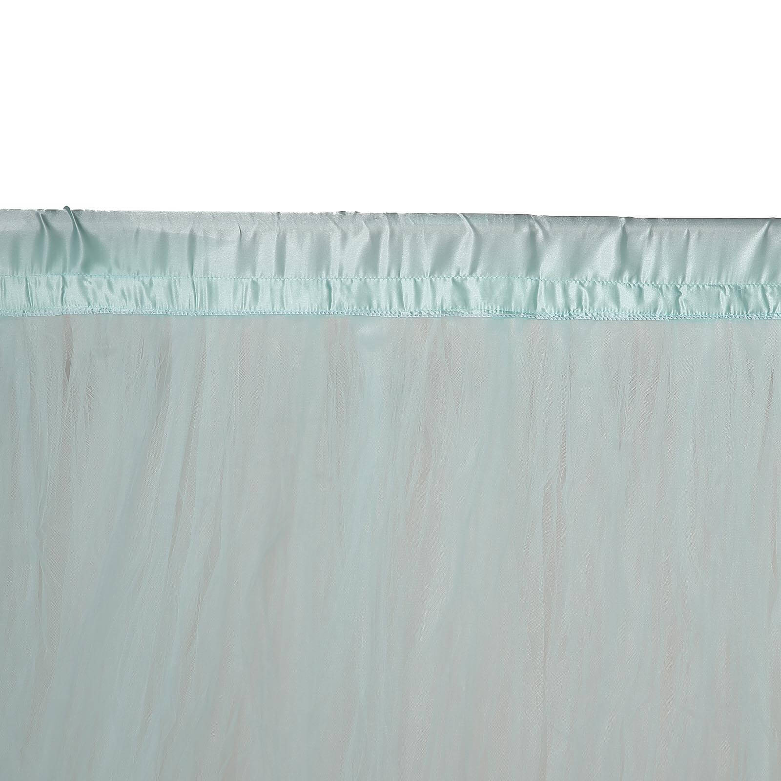 5ftx10ft Light Blue Dual Sided Sheer Tulle Event Curtain Drapes With Satin Header, Rod Ready Backdrop Event Panel