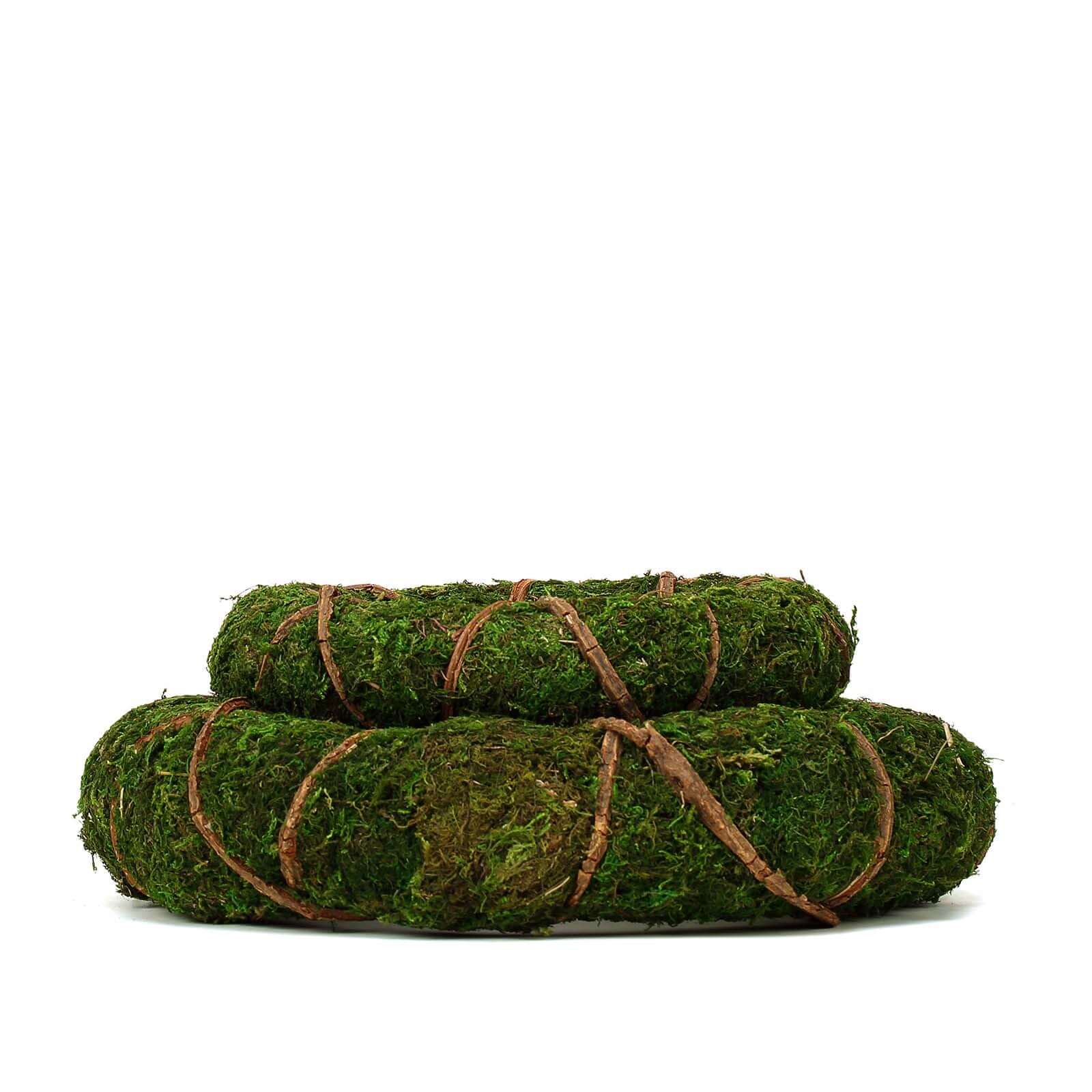 2 Pack 14 Green Natural Preserved Moss Wreaths With Twine Twig Wrap