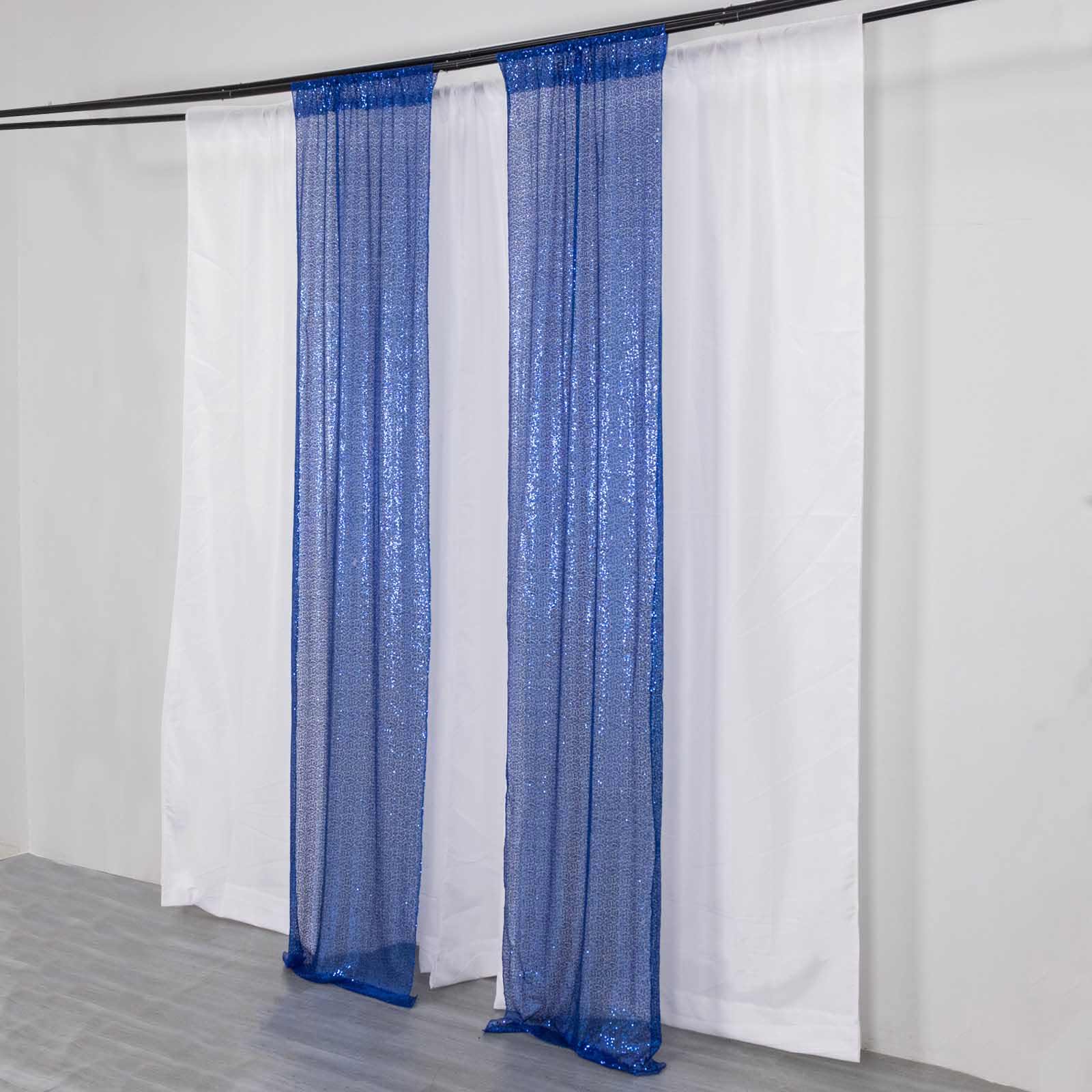 2 Pack Royal Blue Sequin Event Curtain Drapes with Rod Pockets, Seamless Backdrop Event Panels - 8ftx2ft