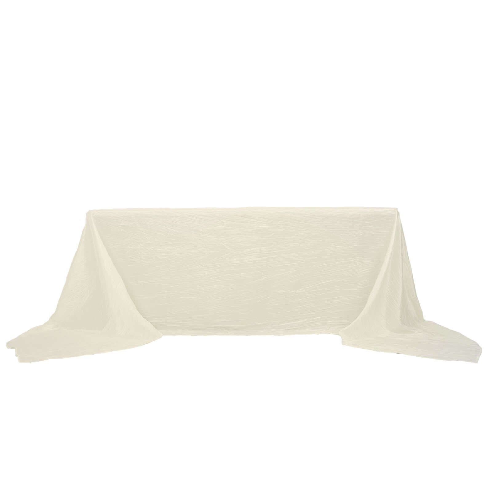 Taffeta 90x156 Rectangle Tablecloth Ivory - Accordion Crinkle Seamless Table Cover