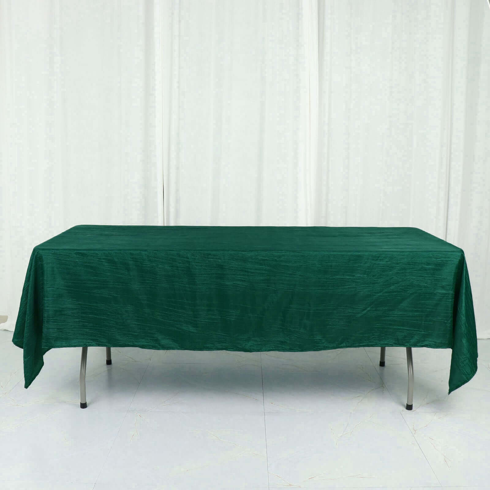 Taffeta 60x102 Rectangle Tablecloth Hunter Emerald Green - Accordion Crinkle Table Cover