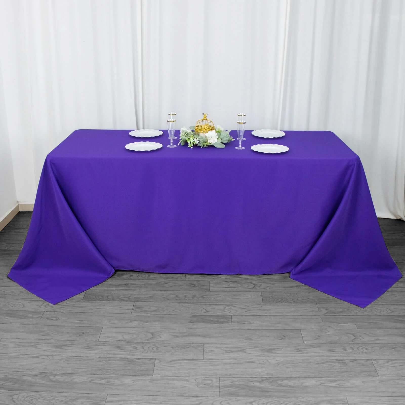 Premium Polyester 90x132 Rectangle Tablecloth Purple - Seamless 220GSM Stain-Resistant Table Cover