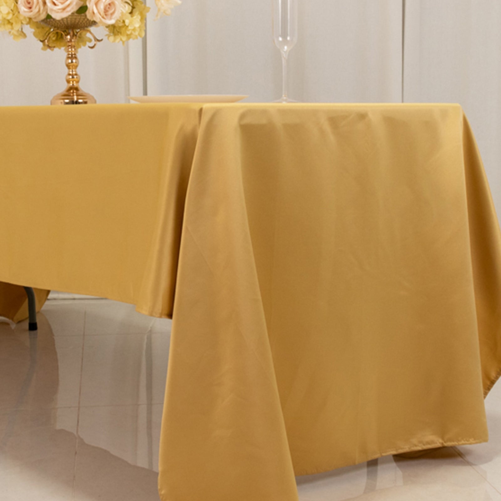 Lamour Satin 60x126 Rectangle Tablecloth Champagne - Soft & Silk-Like Table Cover