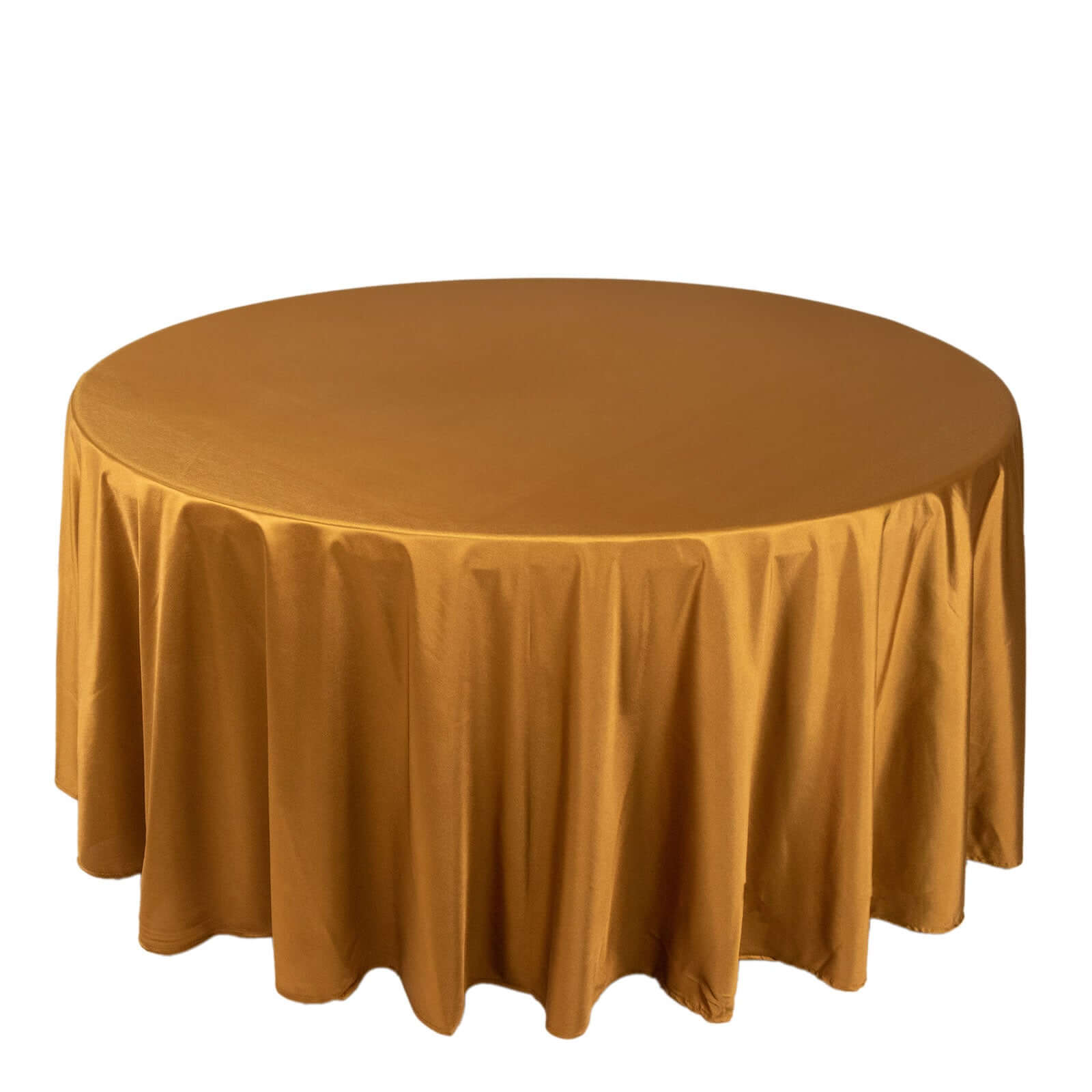 Premium Scuba Round 120 Tablecloth Shimmering Gold - Wrinkle Free, Stain Resistant & Seamless Table Cover for Weddings and Parties