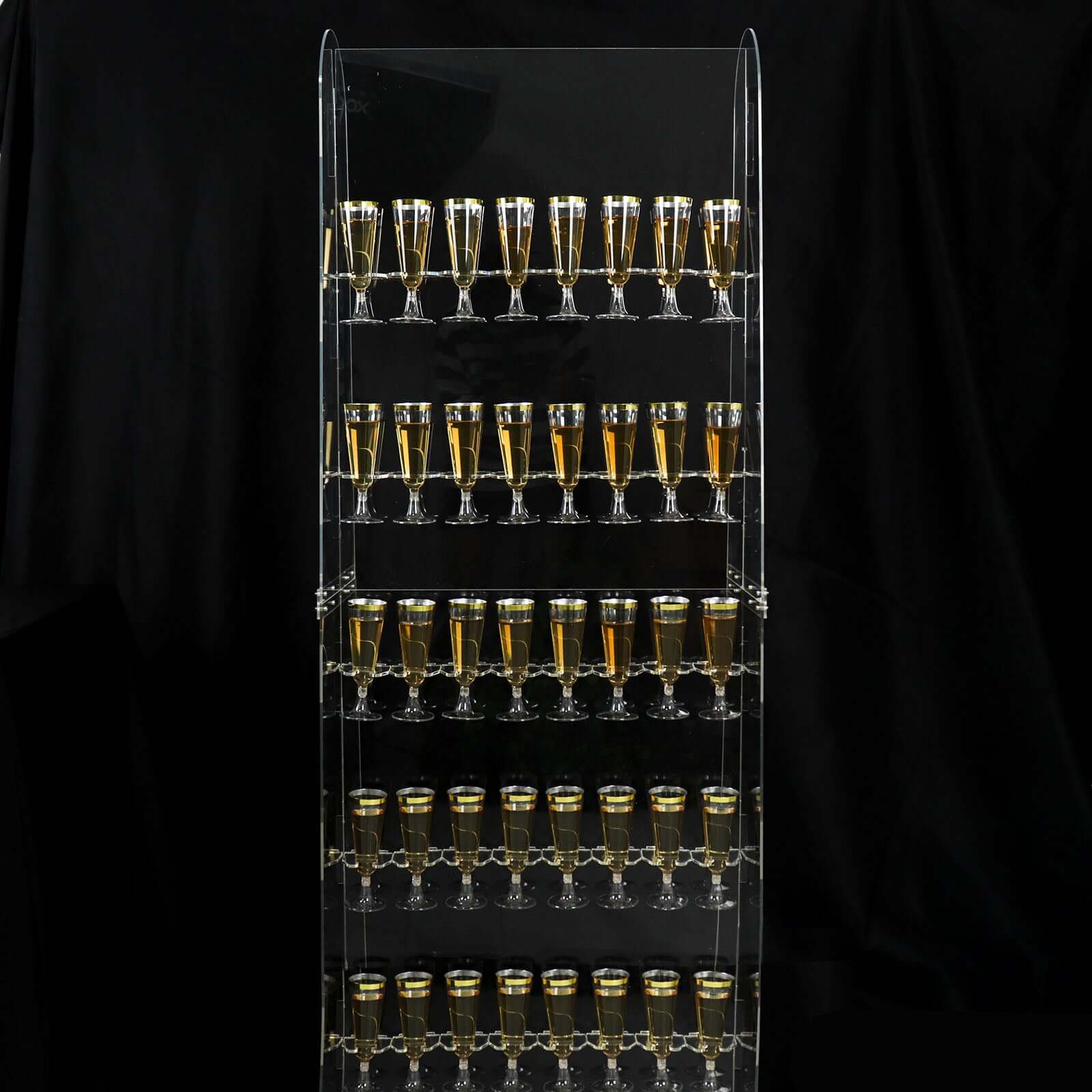 5-Tier Acrylic Champagne Wall Glass Holder Clear, 40 Stemware Rack Cocktail Display Drink Organizer for Classy Events & Banquets 5ft