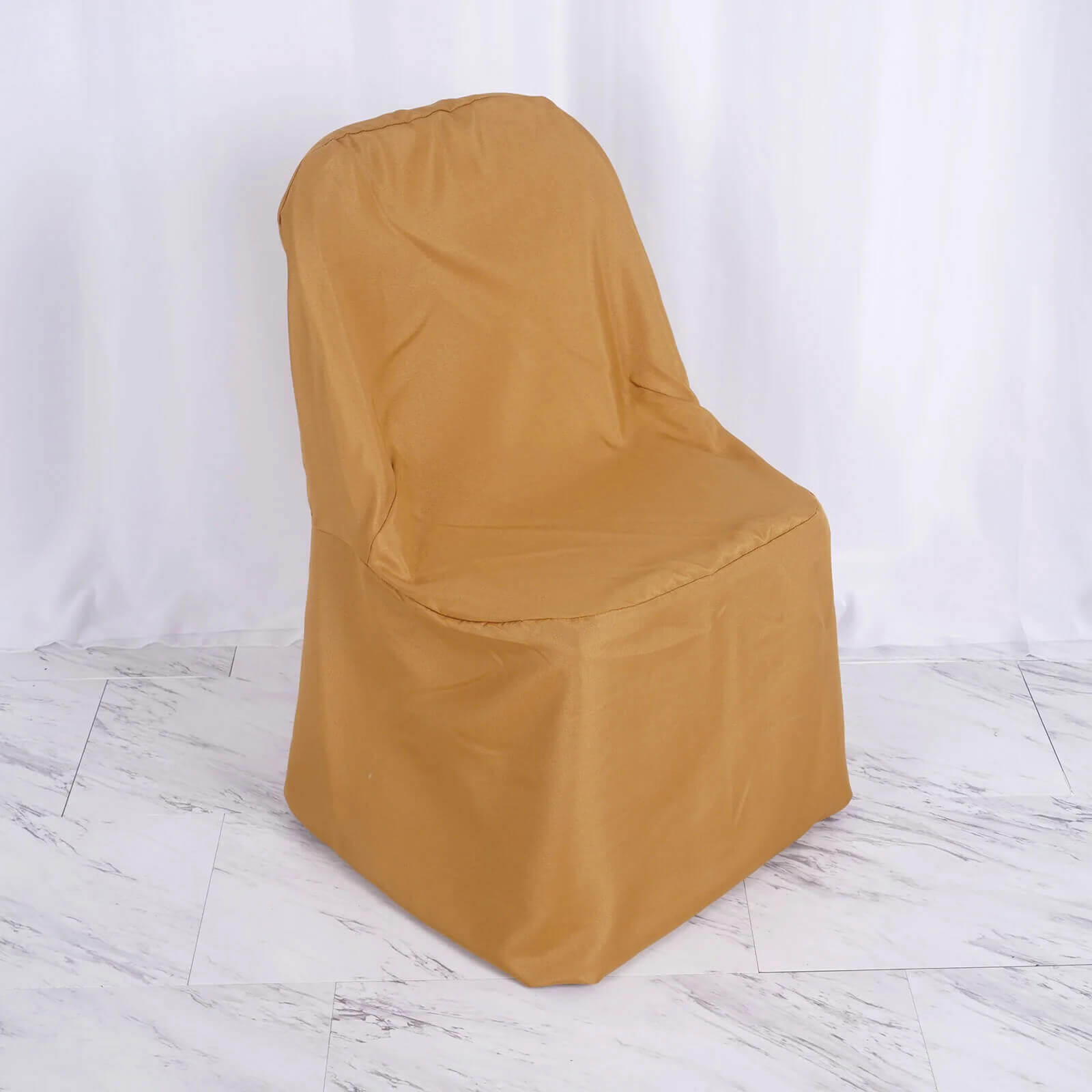 10 Pack Polyester Chair Cover for Banquet Chairs Gold - Stain-Resistant Reusable Slip-On Slipcover