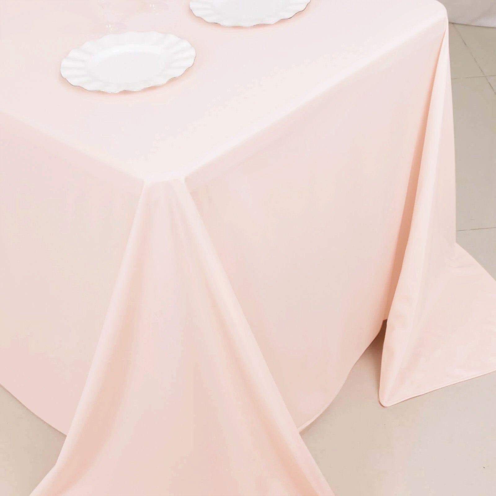 Premium Scuba Rectangular 90x132 Tablecloth Blush - Wrinkle Free, Stain Resistant & Seamless Table Cover