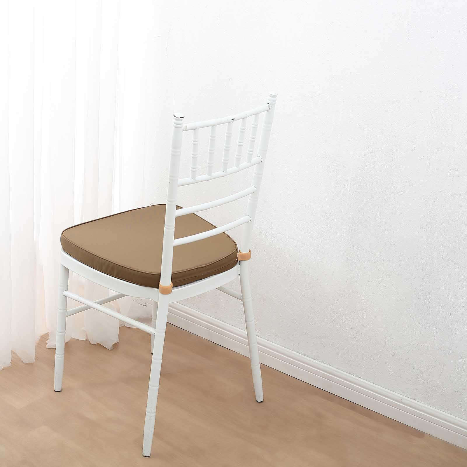 Chiavari Chair Cushion with 1.5 Thick Memory Foam and Ties Taupe - Stylish Removable Cover for Comfort