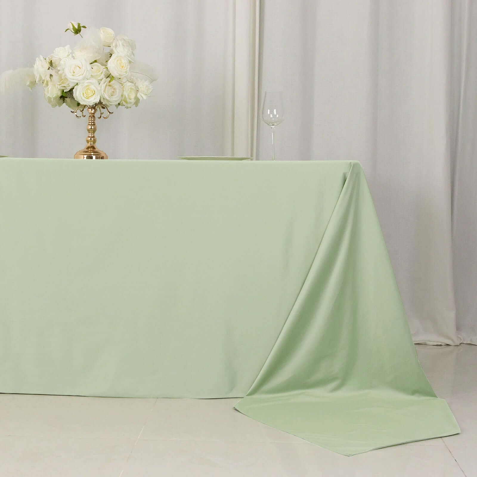 Premium Scuba Rectangular 90x156 Tablecloth Sage Green - Wrinkle Free, Stain Resistant & Seamless Table Cover